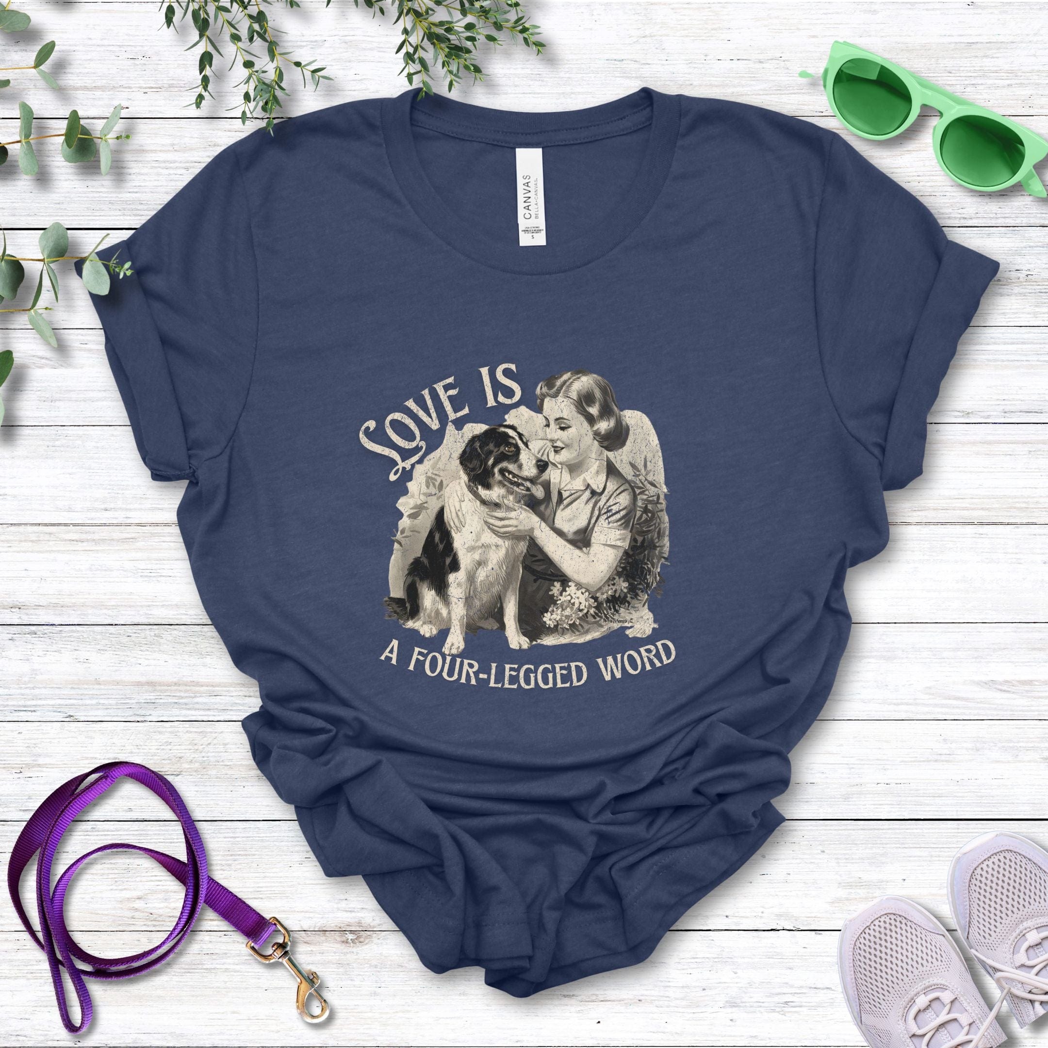 T-Shirt Heather Navy / S Love Is A Four-Legged Word Premium Unisex T-Shirt --reallyintothat