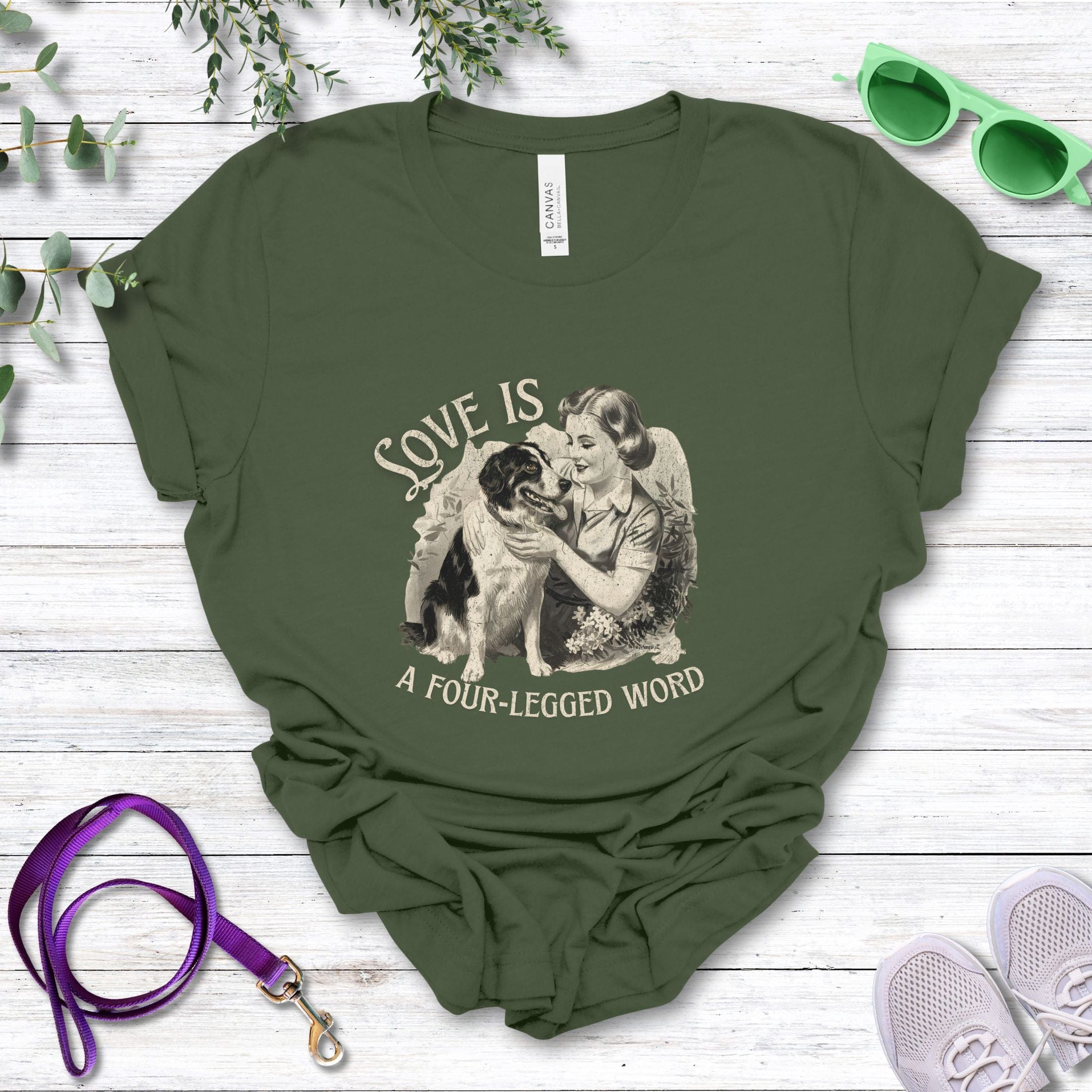 T-Shirt Military Green / S Love Is A Four-Legged Word Premium Unisex T-Shirt --reallyintothat