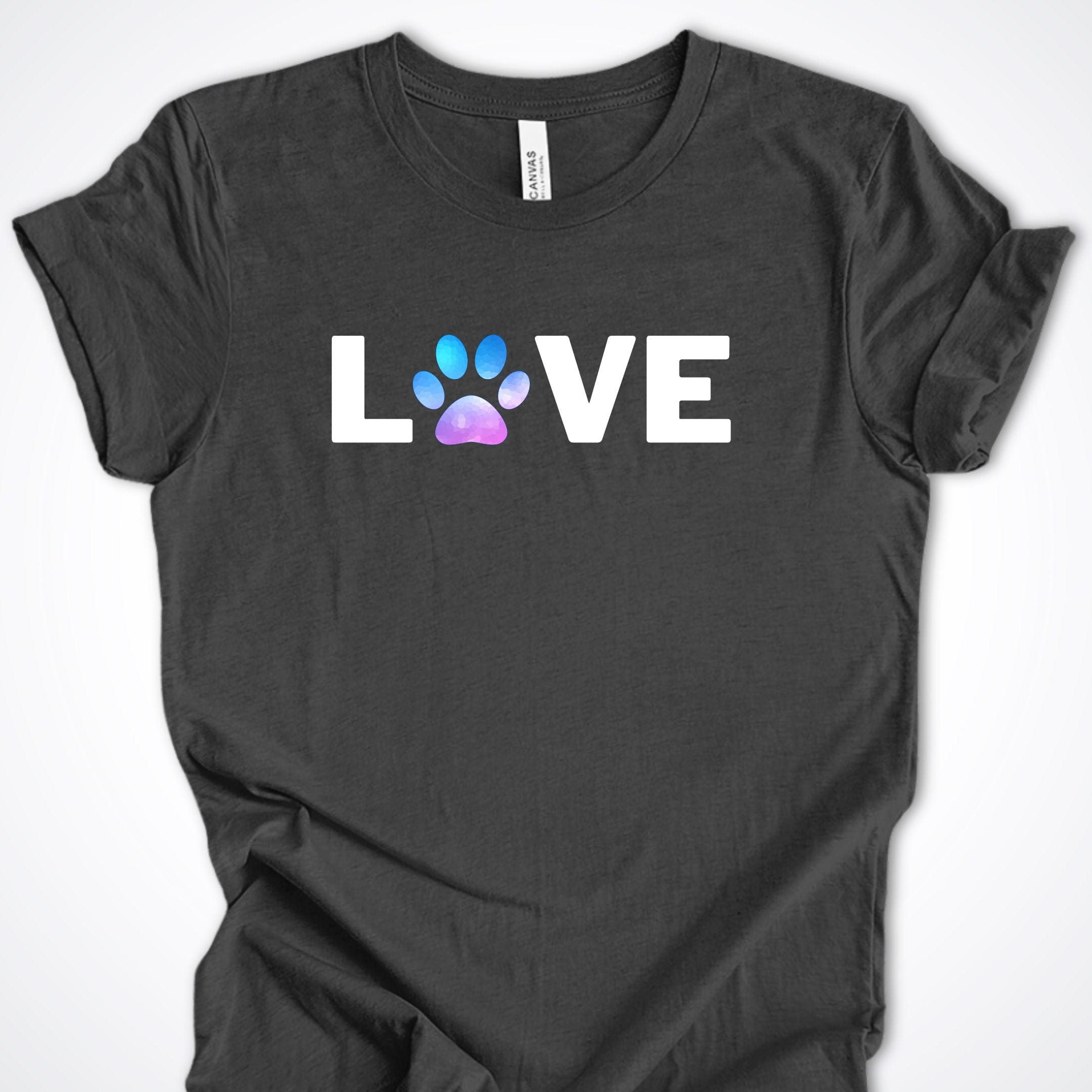 T-Shirt Dark Grey Heather / S Love Pawprint Premium Unisex T-Shirt ReallyintoDogs