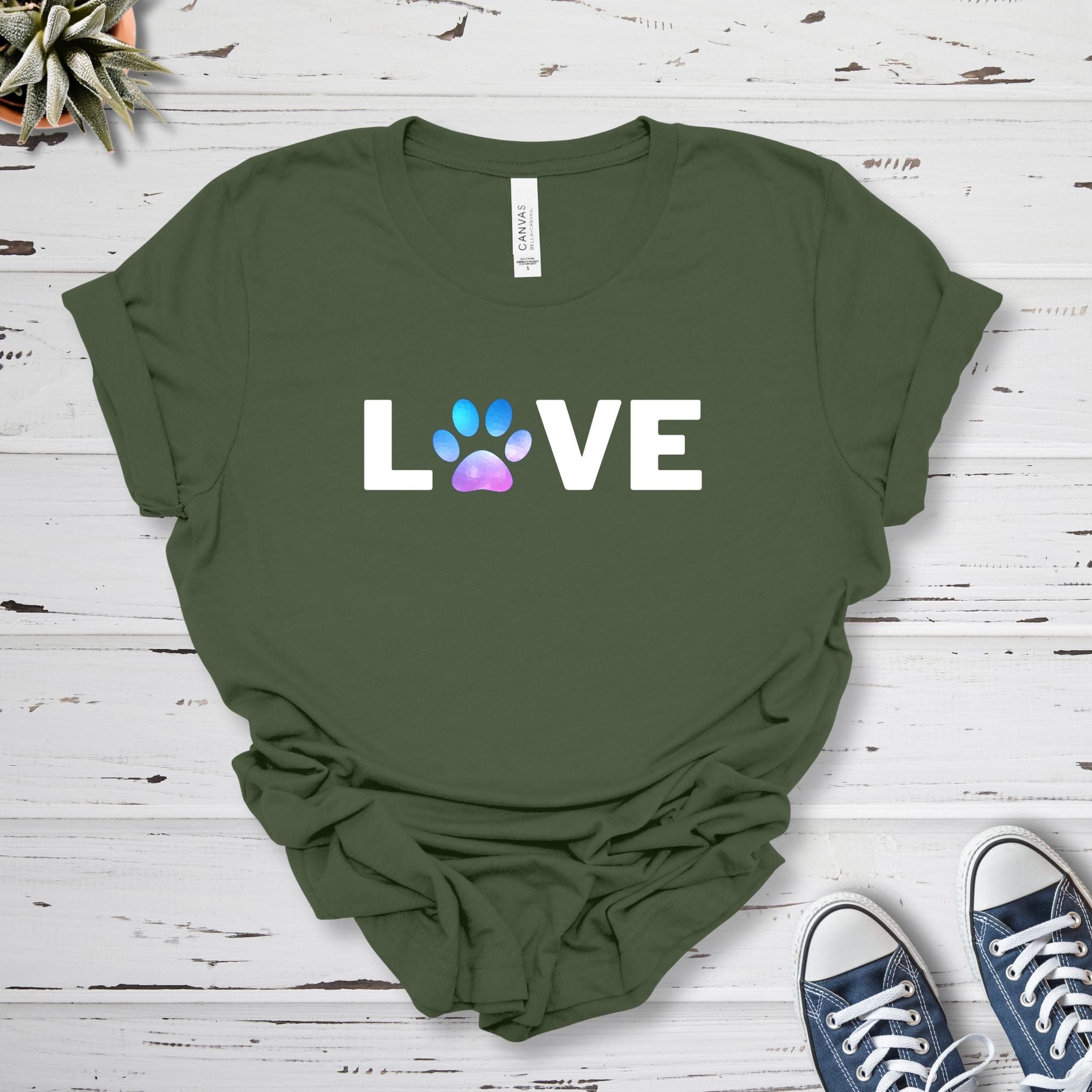 T-Shirt Military Green / S Love Pawprint Premium Unisex T-Shirt --reallyintothat