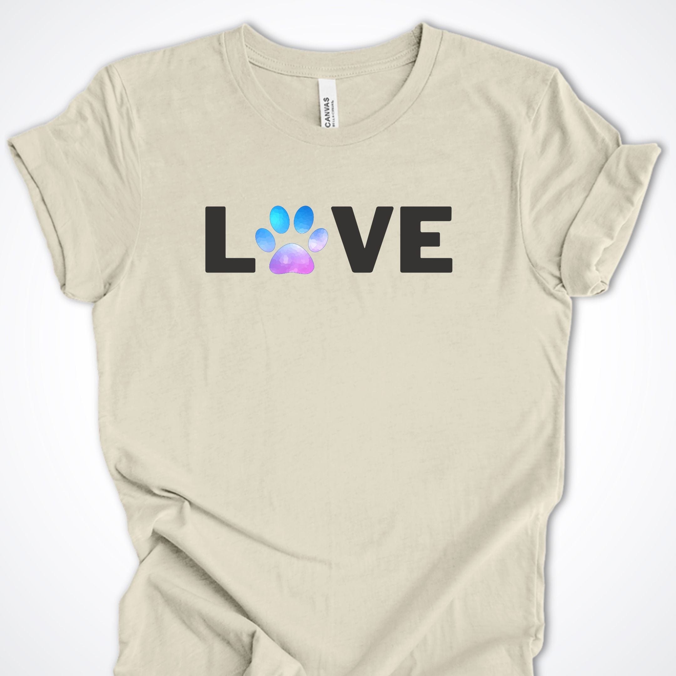 T-Shirt Natural / S Love Pawprint Premium Unisex T-Shirt ReallyintoDogs