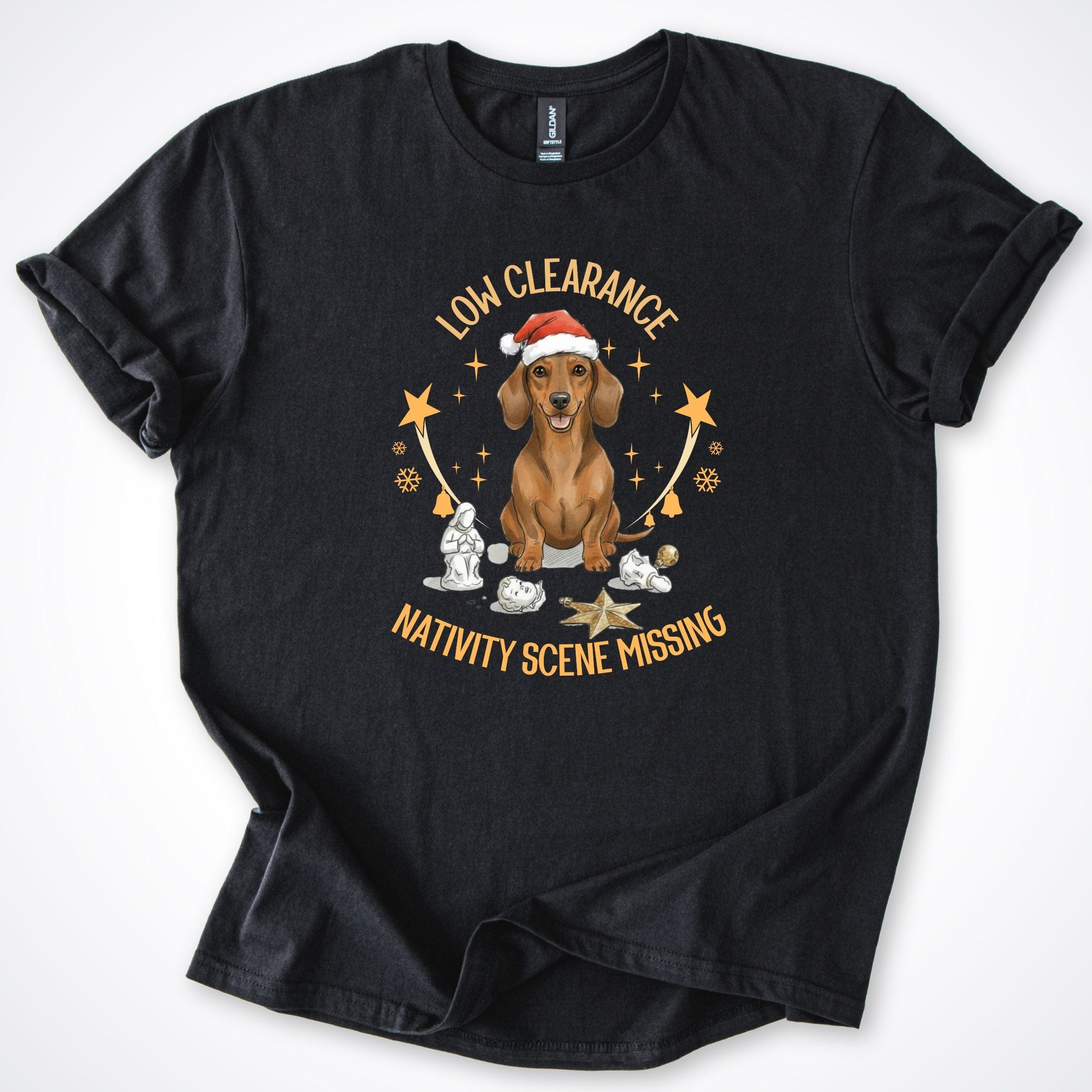 T-Shirt Black / S Low Clearance Dachshund Christmas T-Shirt ReallyintoDogs