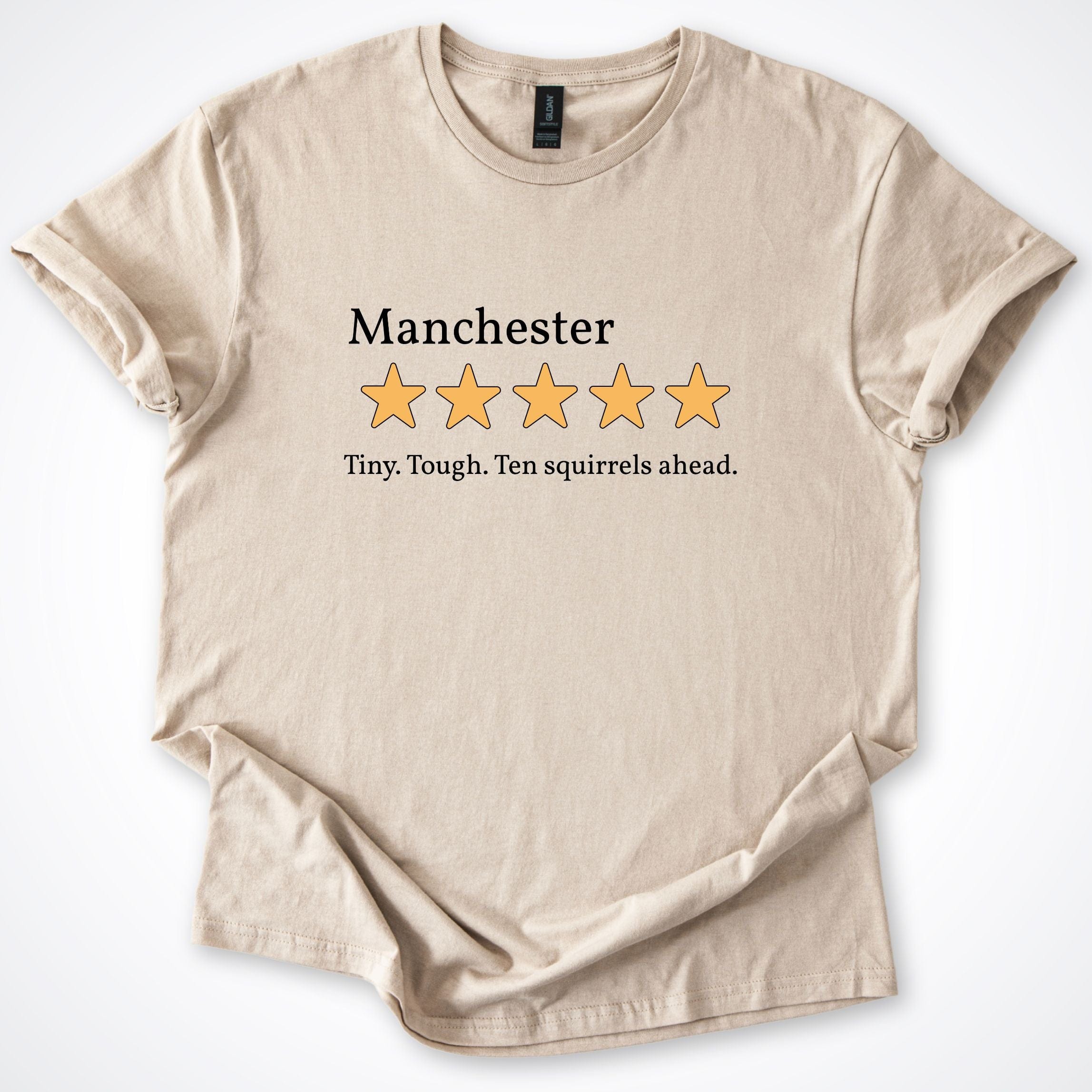 T-Shirt Sand / S Manchester Terrier Five Star Review T-Shirt ReallyintoDogs
