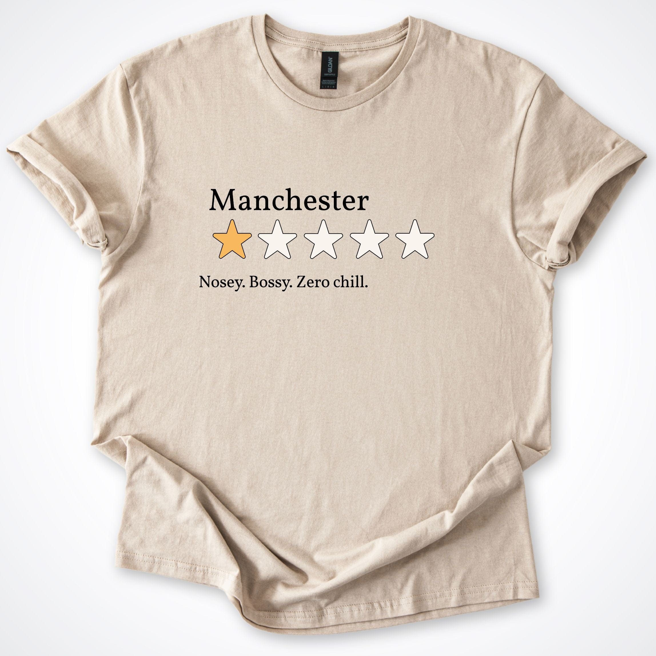 T-Shirt Sand / S Manchester Terrier One Star Review T-Shirt ReallyintoDogs
