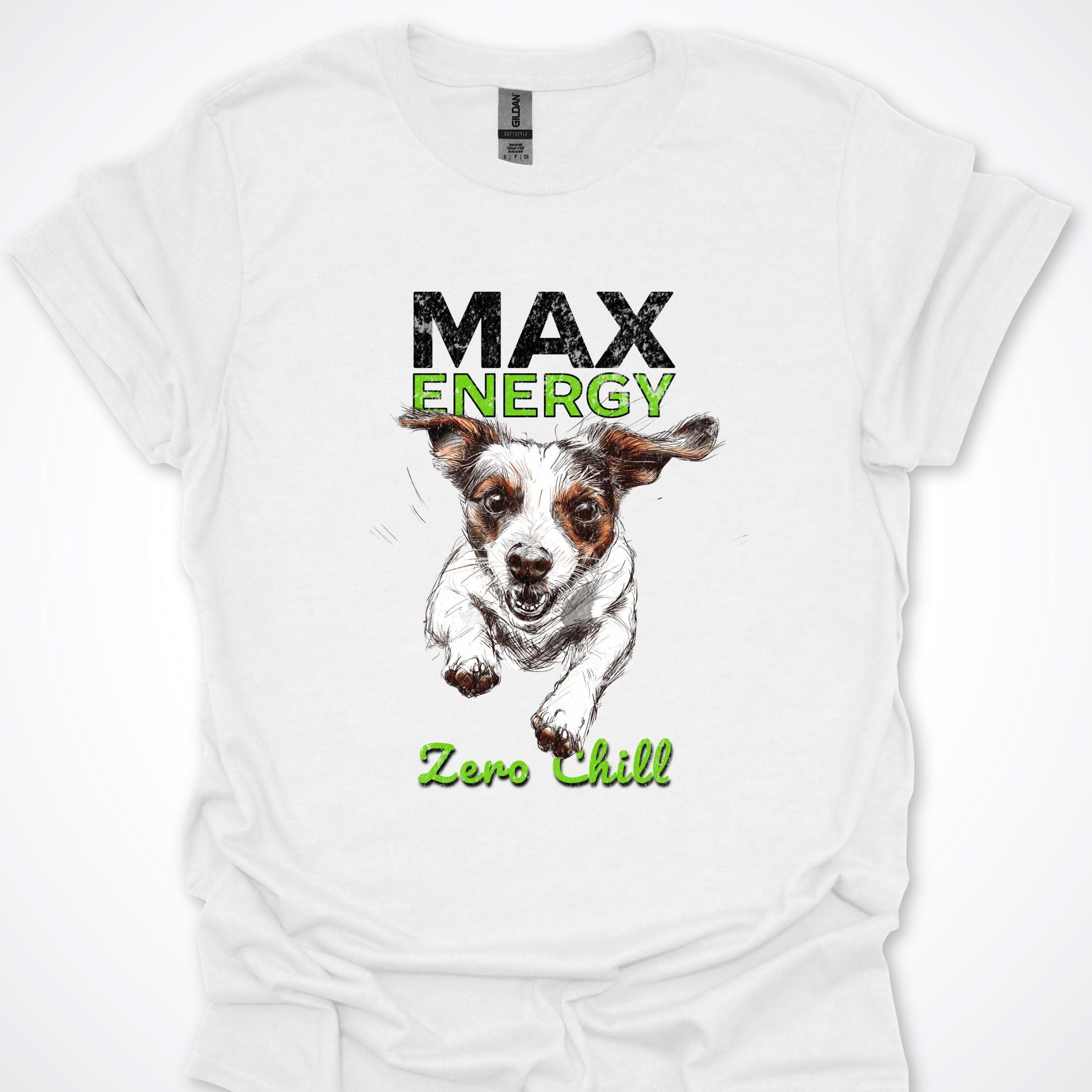 T-Shirt White / S Max Energy Zero Chill Jack Russell Premium Unisex T-Shirt ReallyintoDogs