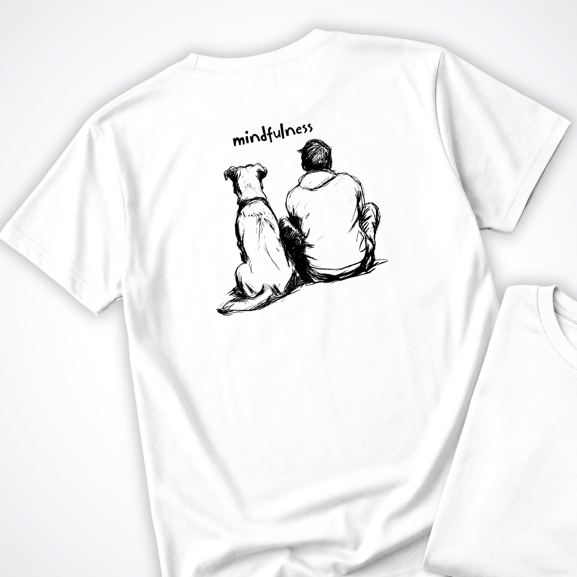 T-Shirt White / S Mindfulness Boy with Dog Back Design T-Shirt ReallyintoDogs