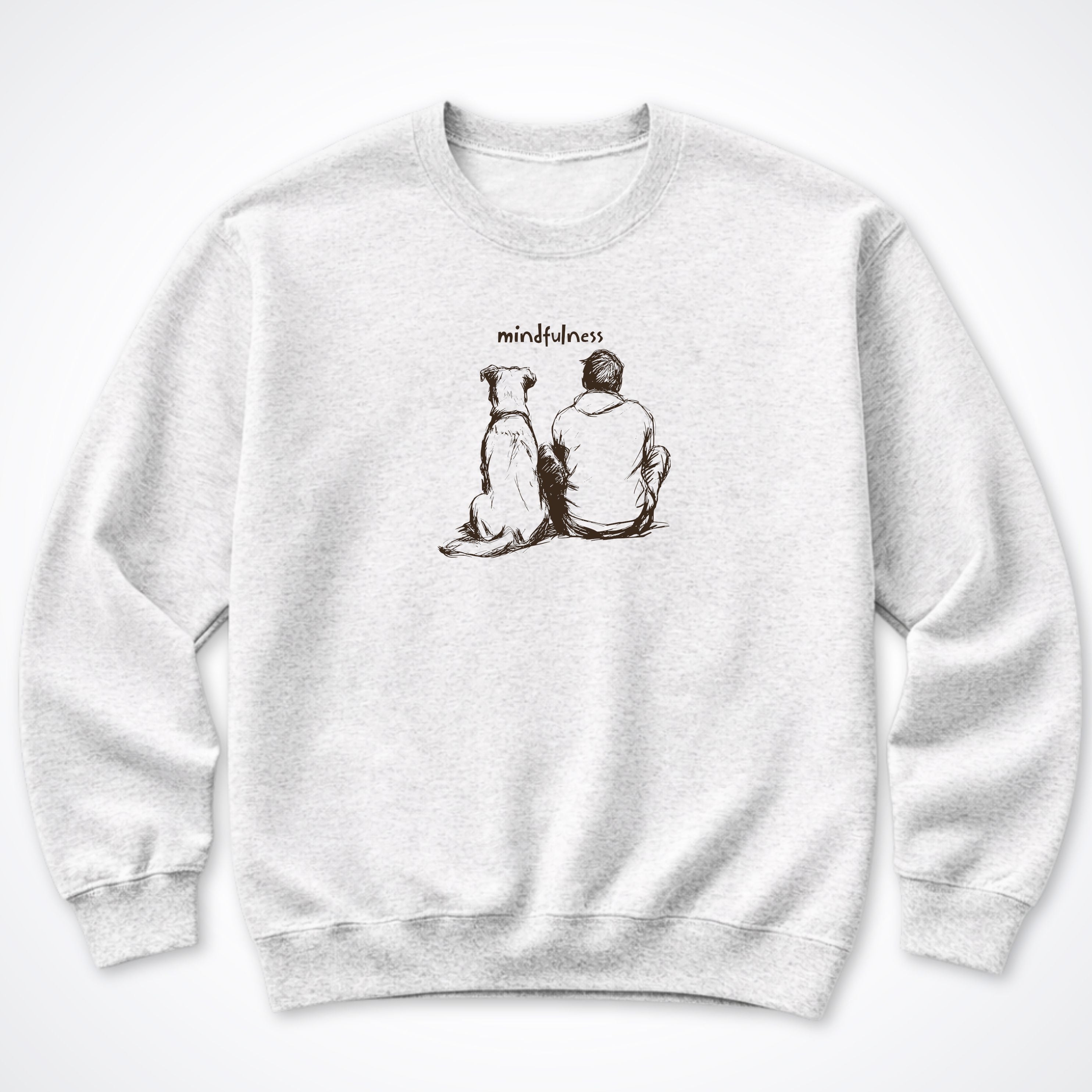 Mindfulness Boy with Dog Crewneck Sweatshirt - Ash