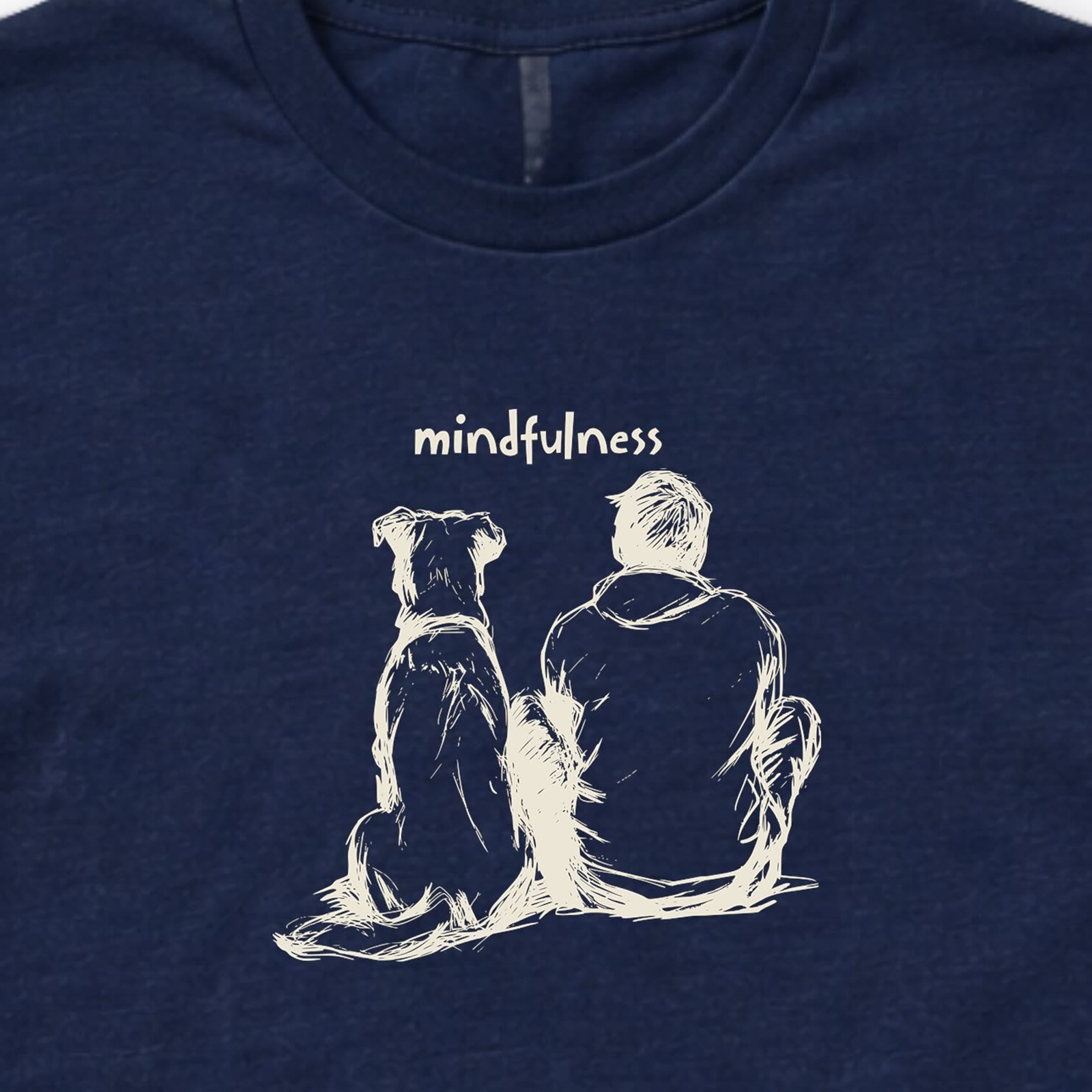 Mindfulness Boy with Dog Long Sleeve T-Shirt - design close up