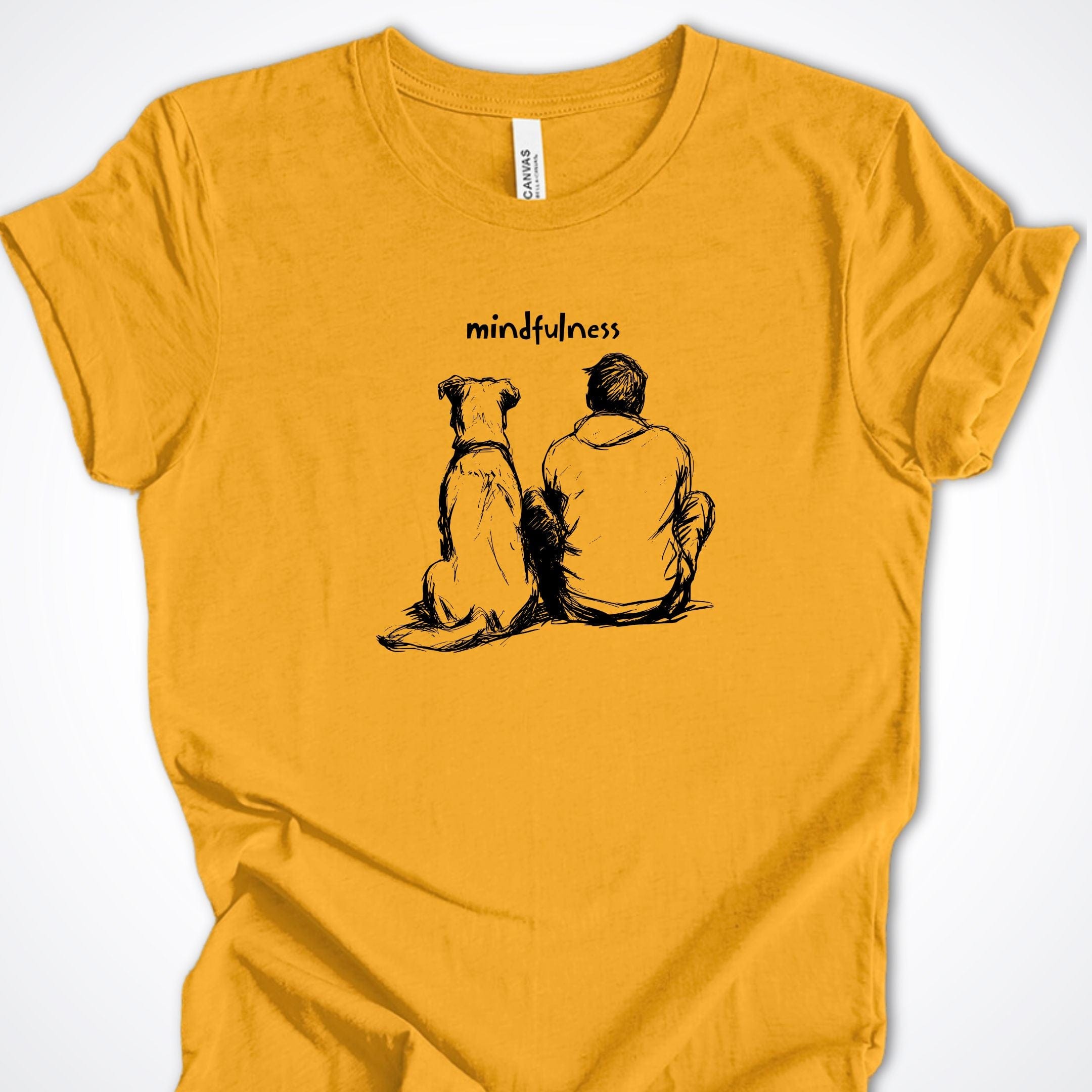 T-Shirt Gold / S Mindfulness Boy with Dog Premium Unisex T-Shirt ReallyintoDogs