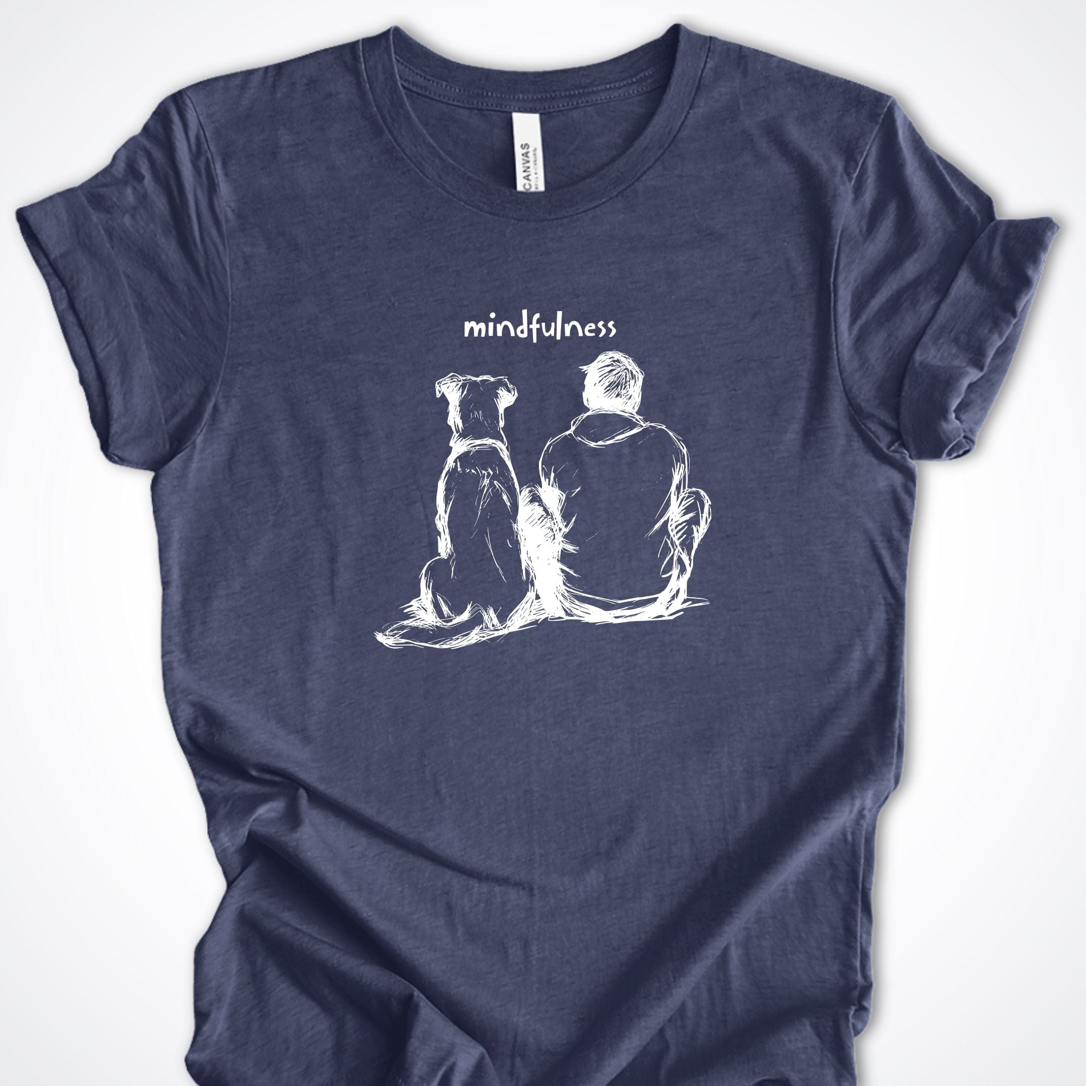 T-Shirt Heather Navy / S Mindfulness Boy with Dog Premium Unisex T-Shirt ReallyintoDogs