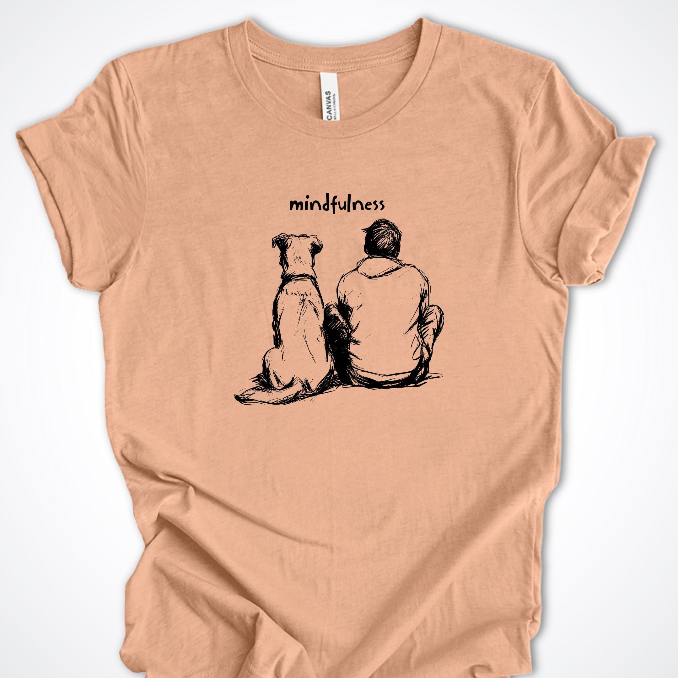 T-Shirt Heather Peach / S Mindfulness Boy with Dog Premium Unisex T-Shirt ReallyintoDogs