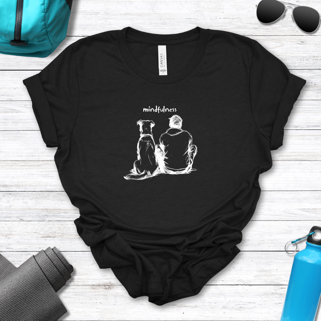 T-Shirt Black Heather / S Mindfulness Boy with Dog Premium Unisex Tee - Fun Casual Wear for Dog Lovers --reallyintothat