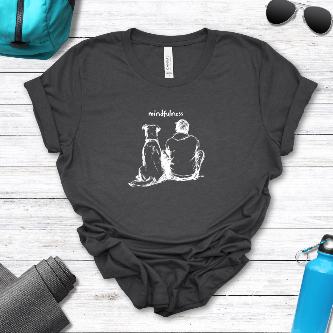 T-Shirt Dark Grey Heather / S Mindfulness Boy with Dog Premium Unisex Tee - Fun Casual Wear for Dog Lovers --reallyintothat