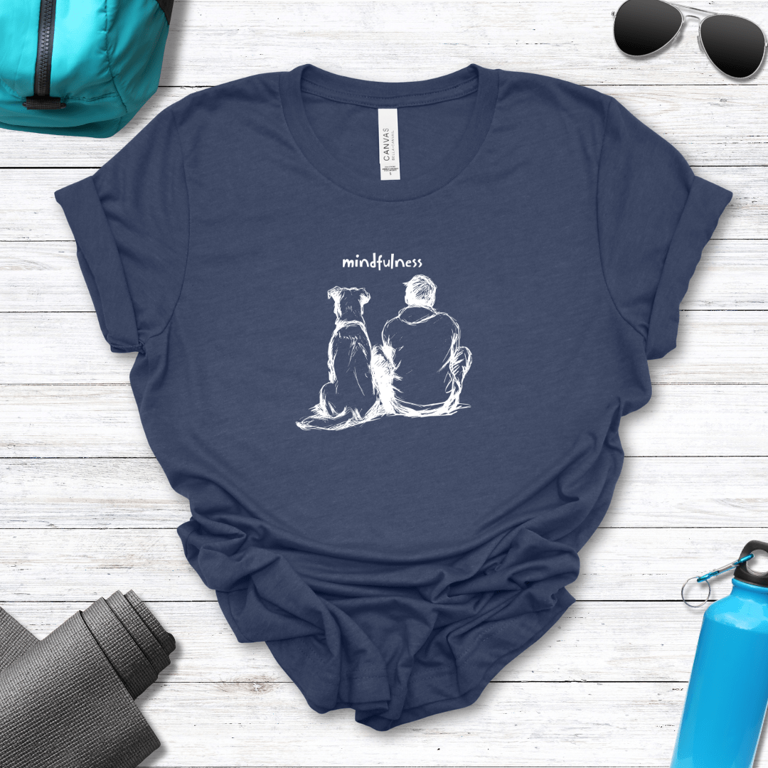 T-Shirt Heather Navy / S Mindfulness Boy with Dog Premium Unisex Tee - Fun Casual Wear for Dog Lovers --reallyintothat