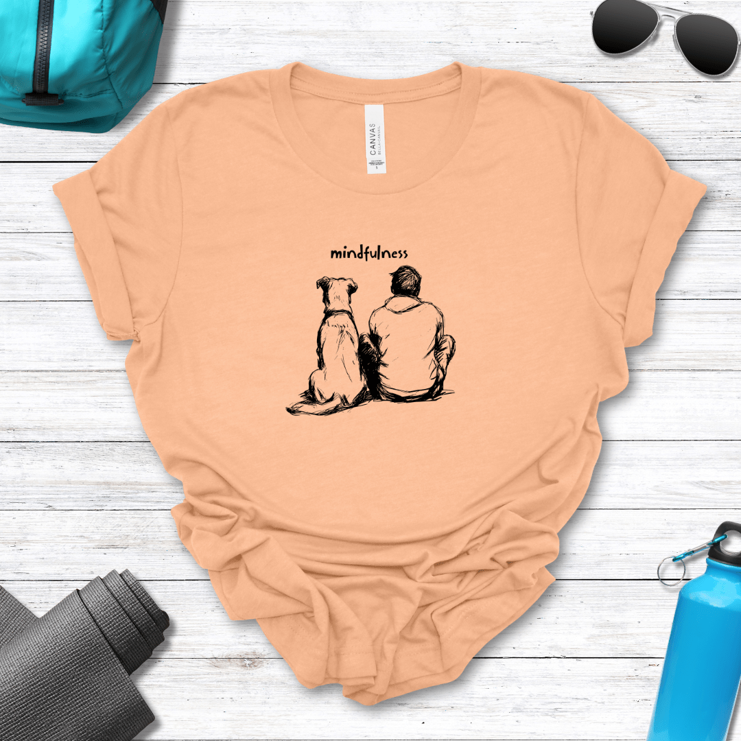 T-Shirt Heather Peach / S Mindfulness Boy with Dog Premium Unisex Tee - Fun Casual Wear for Dog Lovers --reallyintothat