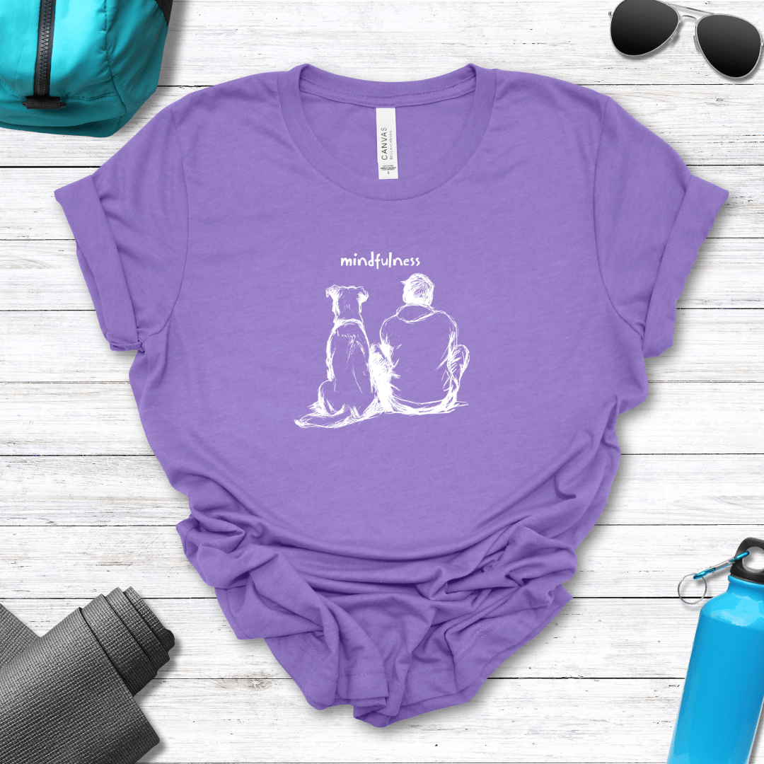 T-Shirt Heather Team Purple / S Mindfulness Boy with Dog Premium Unisex Tee - Fun Casual Wear for Dog Lovers --reallyintothat