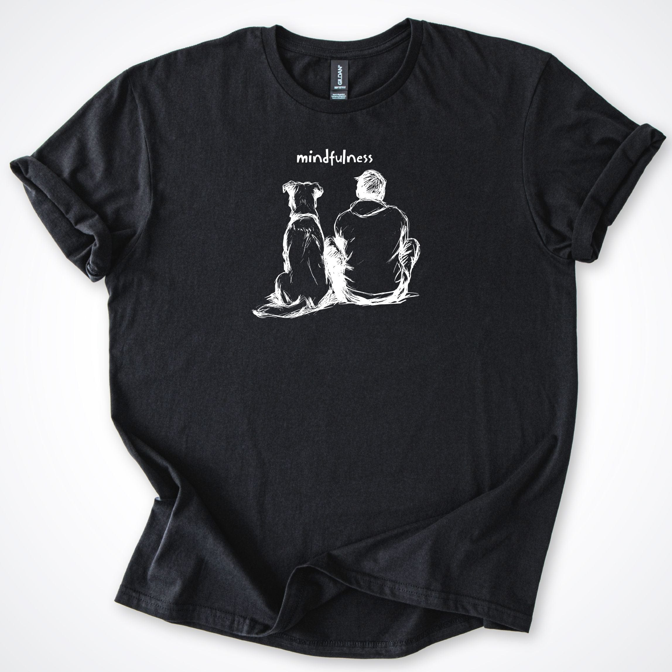 T-Shirt Black / S Mindfulness Boy with Dog T-Shirt ReallyintoDogs