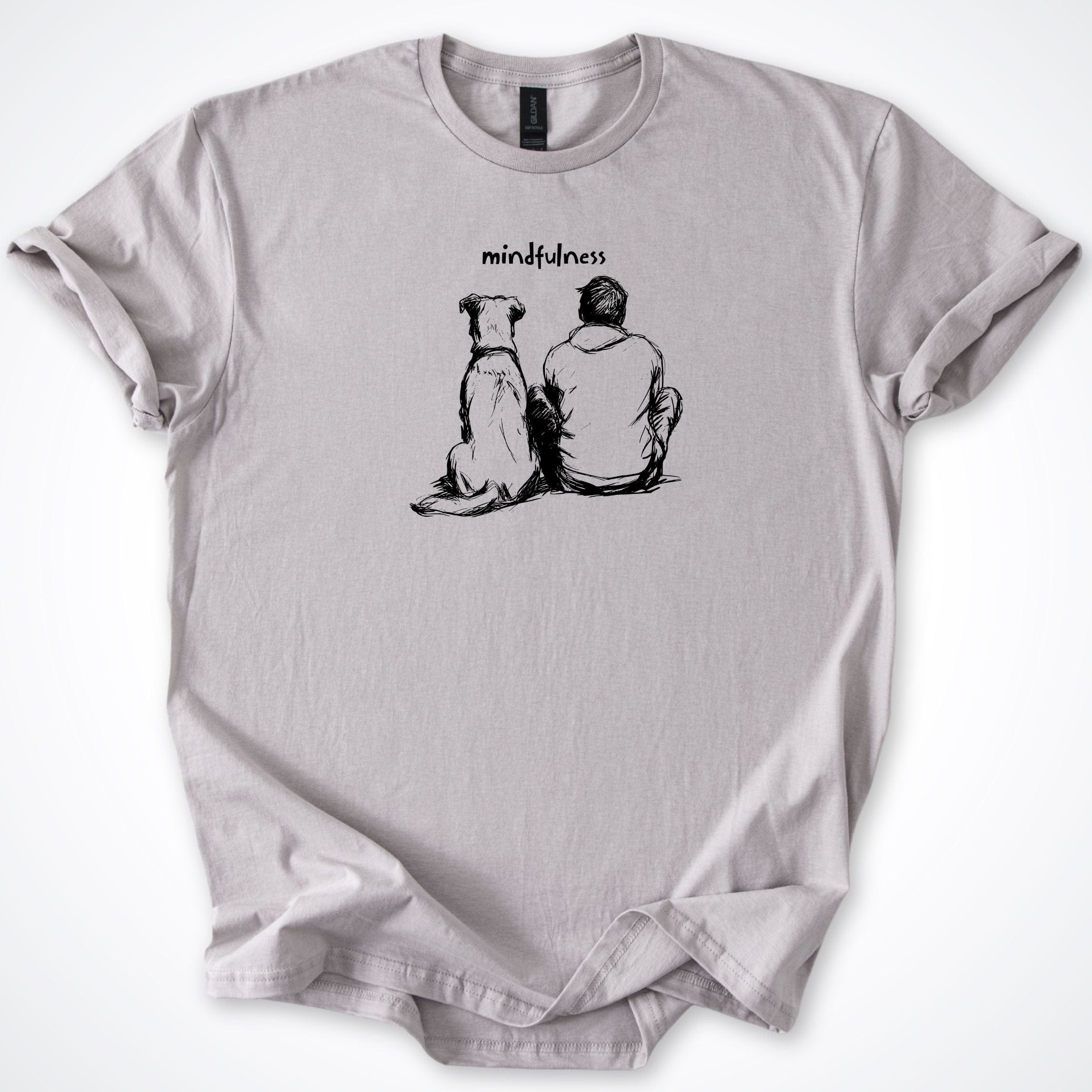 T-Shirt Ice Grey / S Mindfulness Boy with Dog T-Shirt ReallyintoDogs
