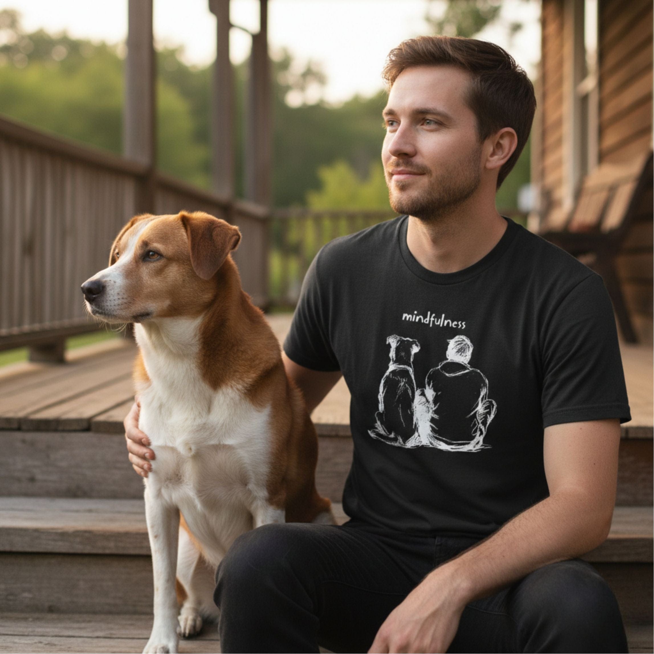 T-Shirt Mindfulness Boy with Dog T-Shirt ReallyintoDogs