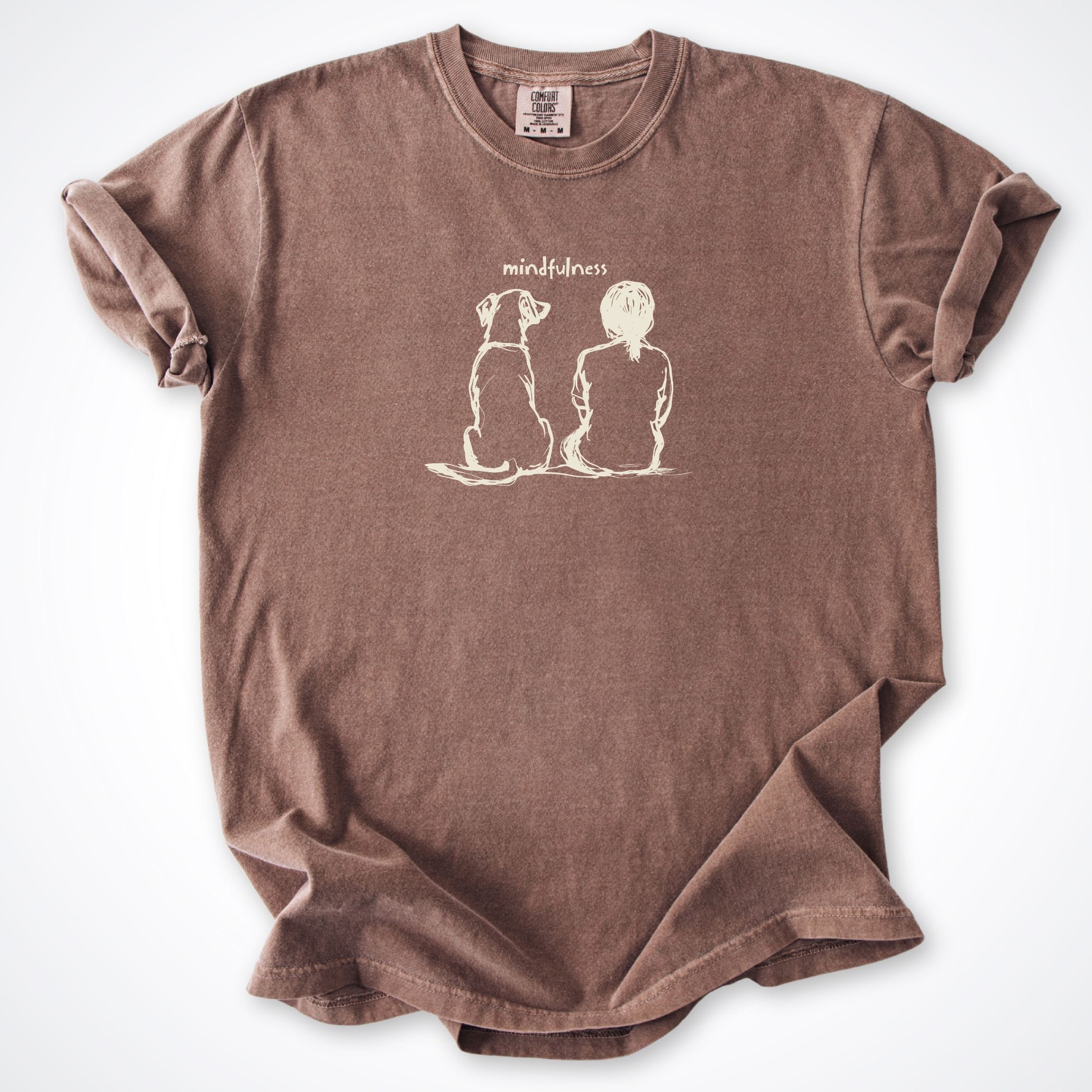 T-Shirt Espresso / S Mindfulness Girl with Dog Comfort Colors T-Shirt ReallyintoDogs