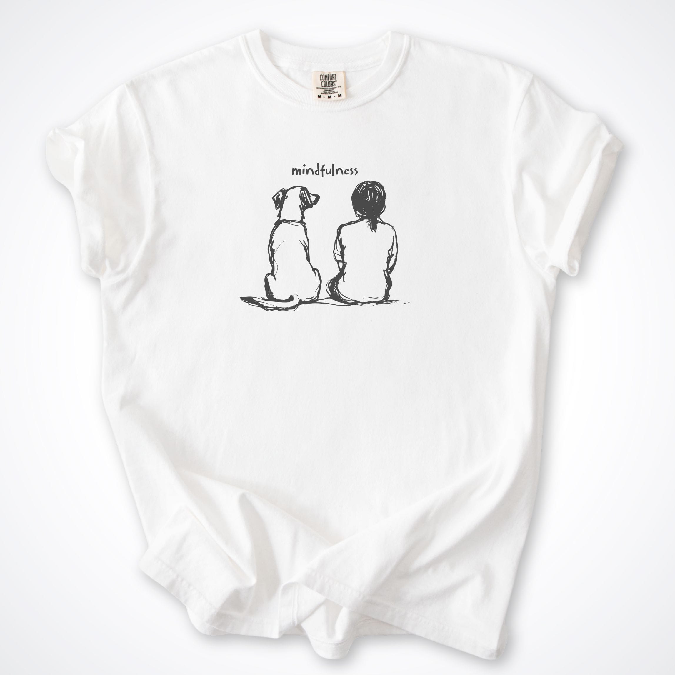 T-Shirt White / S Mindfulness Girl with Dog Comfort Colors T-Shirt ReallyintoDogs