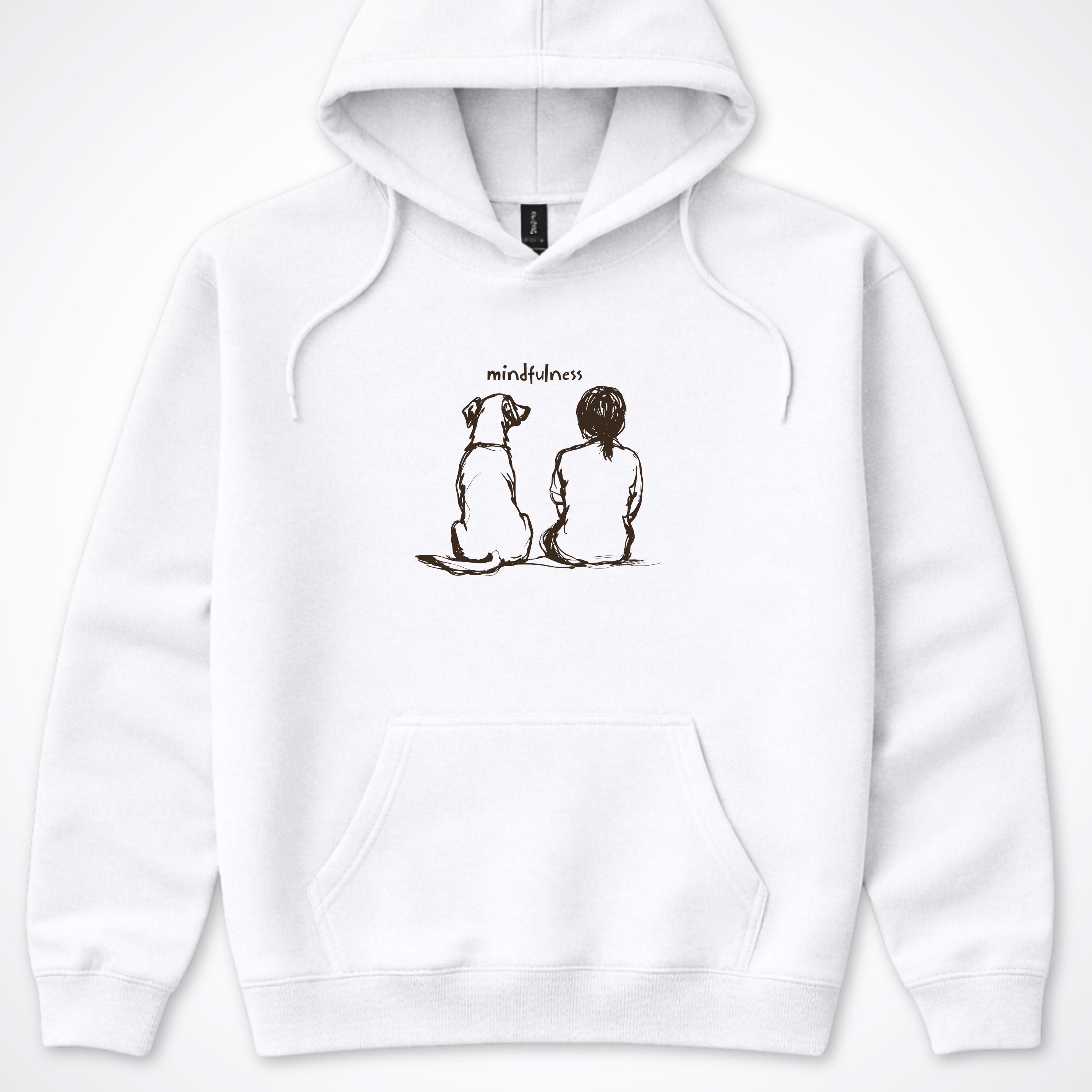 Mindfulness Girl with Dog Hooded Sweatshirt - Ash