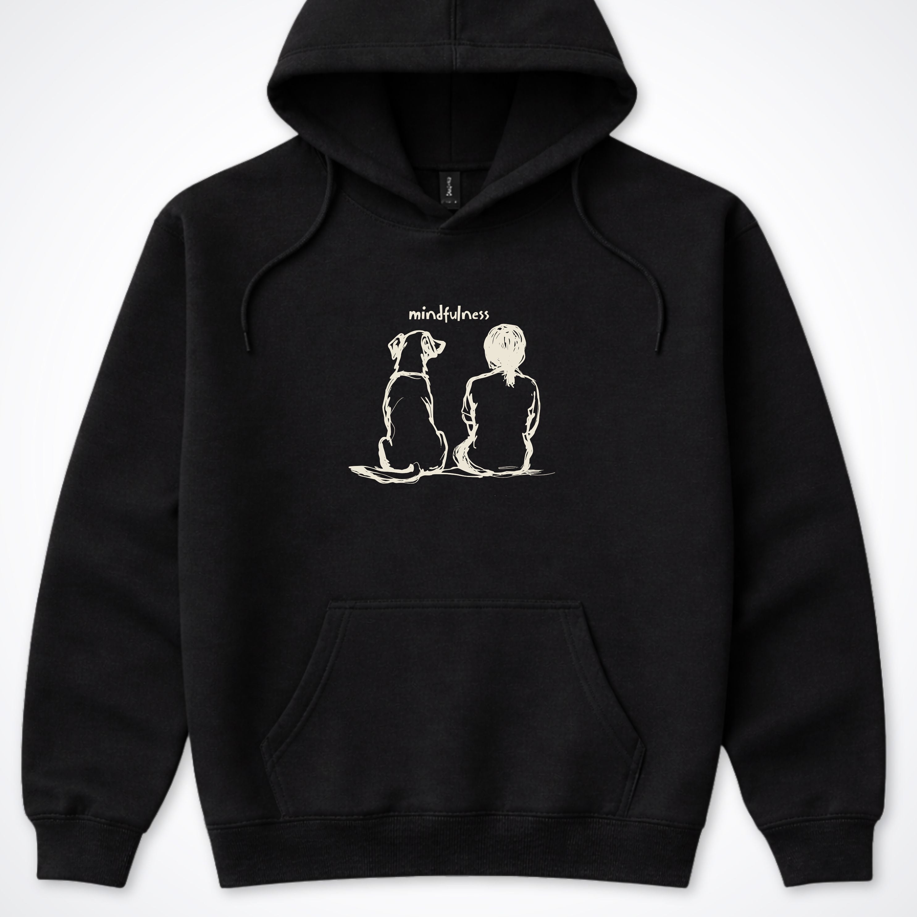 Mindfulness Girl with Dog Hooded Sweatshirt - Black