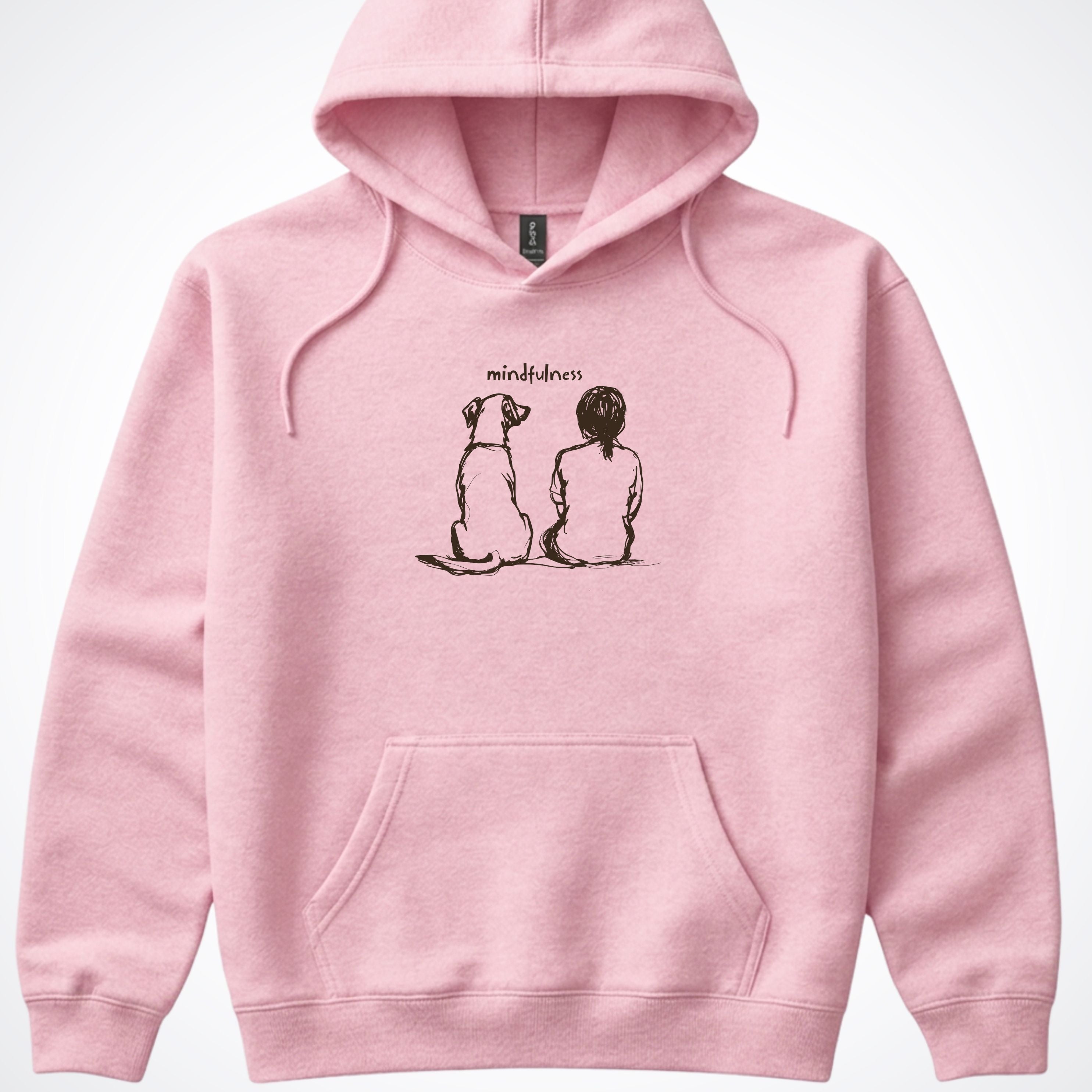Mindfulness Girl with Dog Hooded Sweatshirt - Light Pink