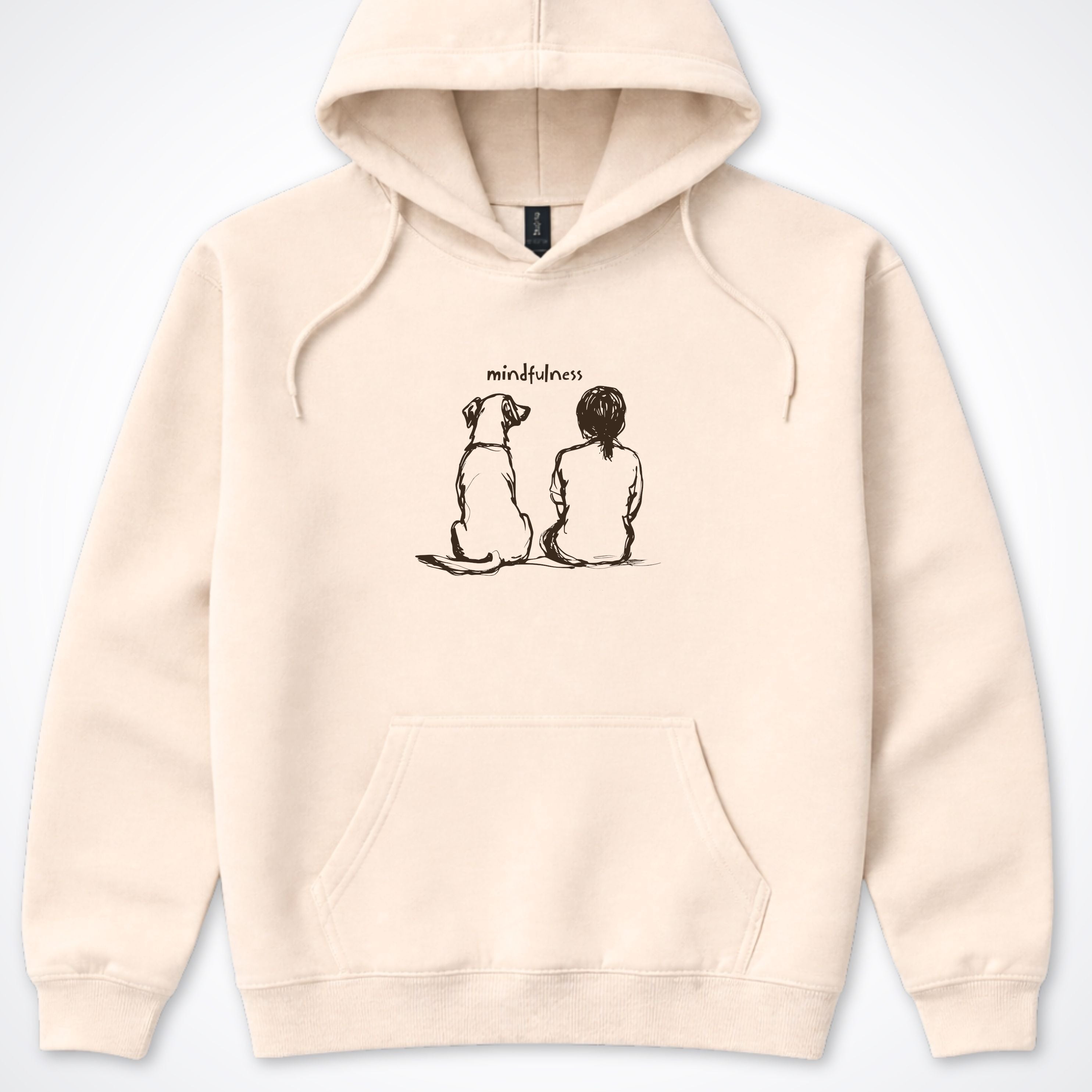 Mindfulness Girl with Dog Hooded Sweatshirt - Sand