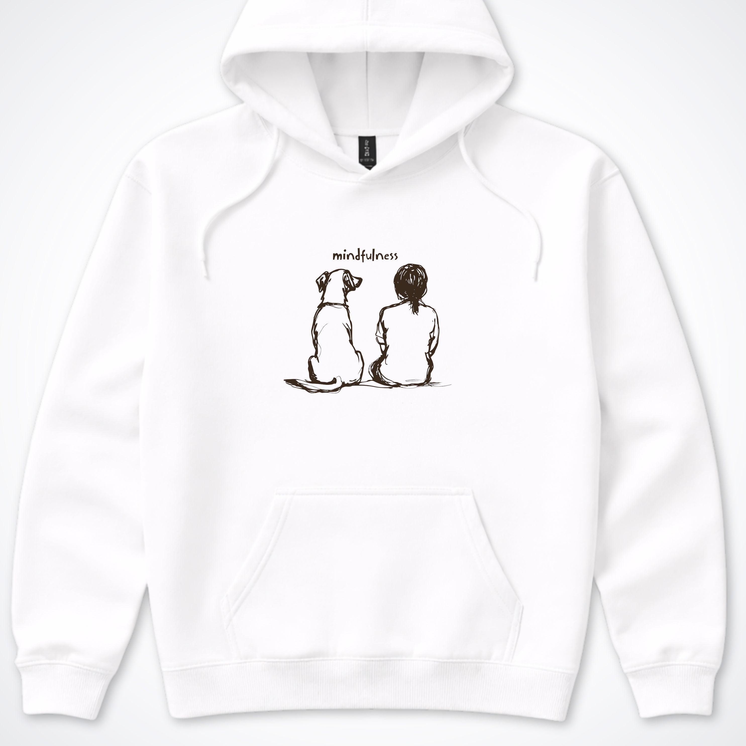 Mindfulness Girl with Dog Hooded Sweatshirt - White