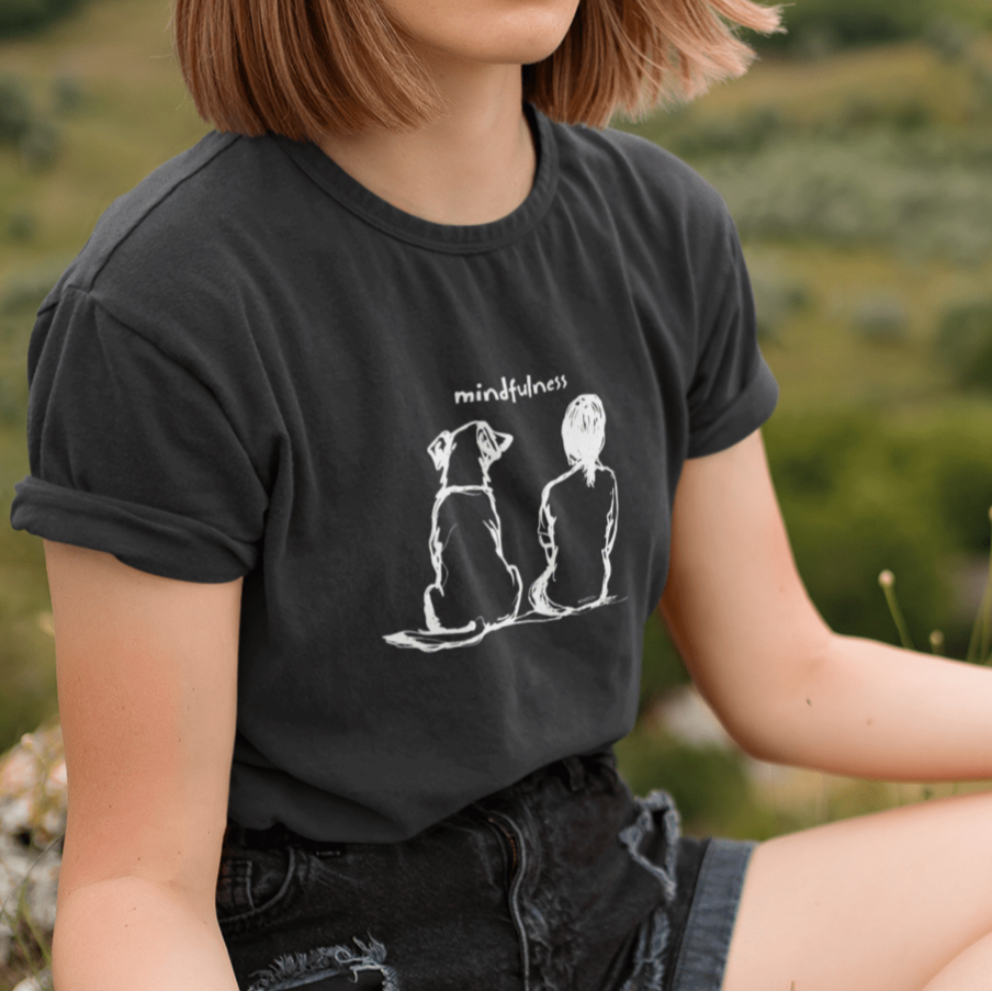 T-Shirt Mindfulness Girl with Dog Premium Unisex T-Shirt ReallyintoDogs