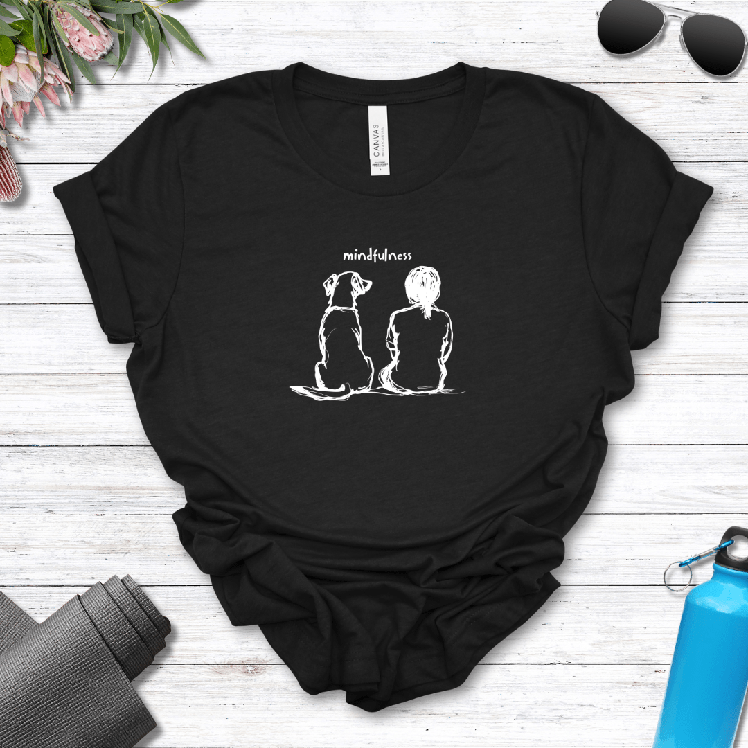 T-Shirt Black Heather / S Mindfulness Girl with Dog Premium Unisex Tee - Fun Casual Wear for Dog Lovers --reallyintothat