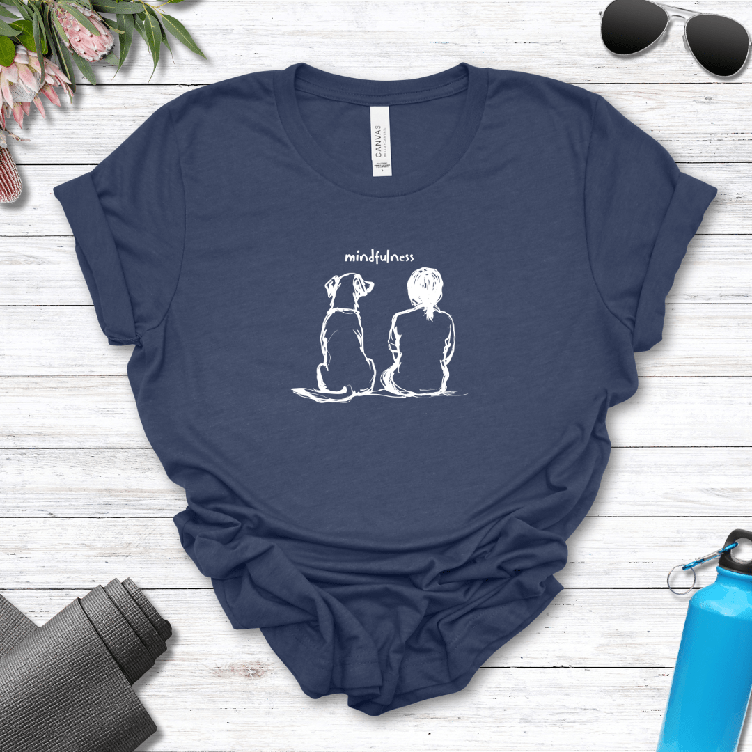 T-Shirt Heather Navy / S Mindfulness Girl with Dog Premium Unisex Tee - Fun Casual Wear for Dog Lovers --reallyintothat