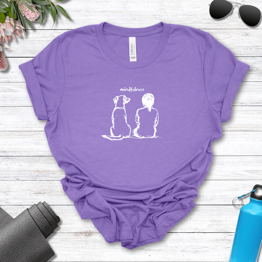 T-Shirt Heather Team Purple / S Mindfulness Girl with Dog Premium Unisex Tee - Fun Casual Wear for Dog Lovers --reallyintothat