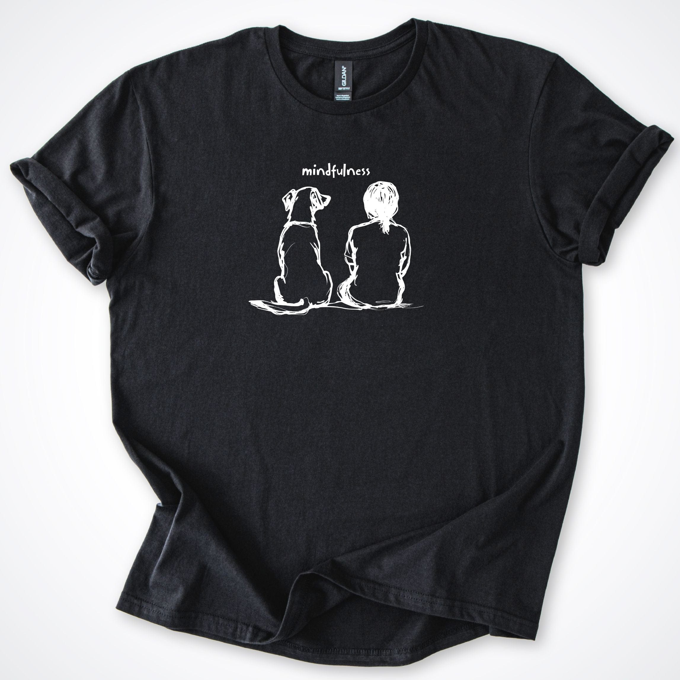 T-Shirt Black / S Mindfulness Girl with Dog T-Shirt ReallyintoDogs