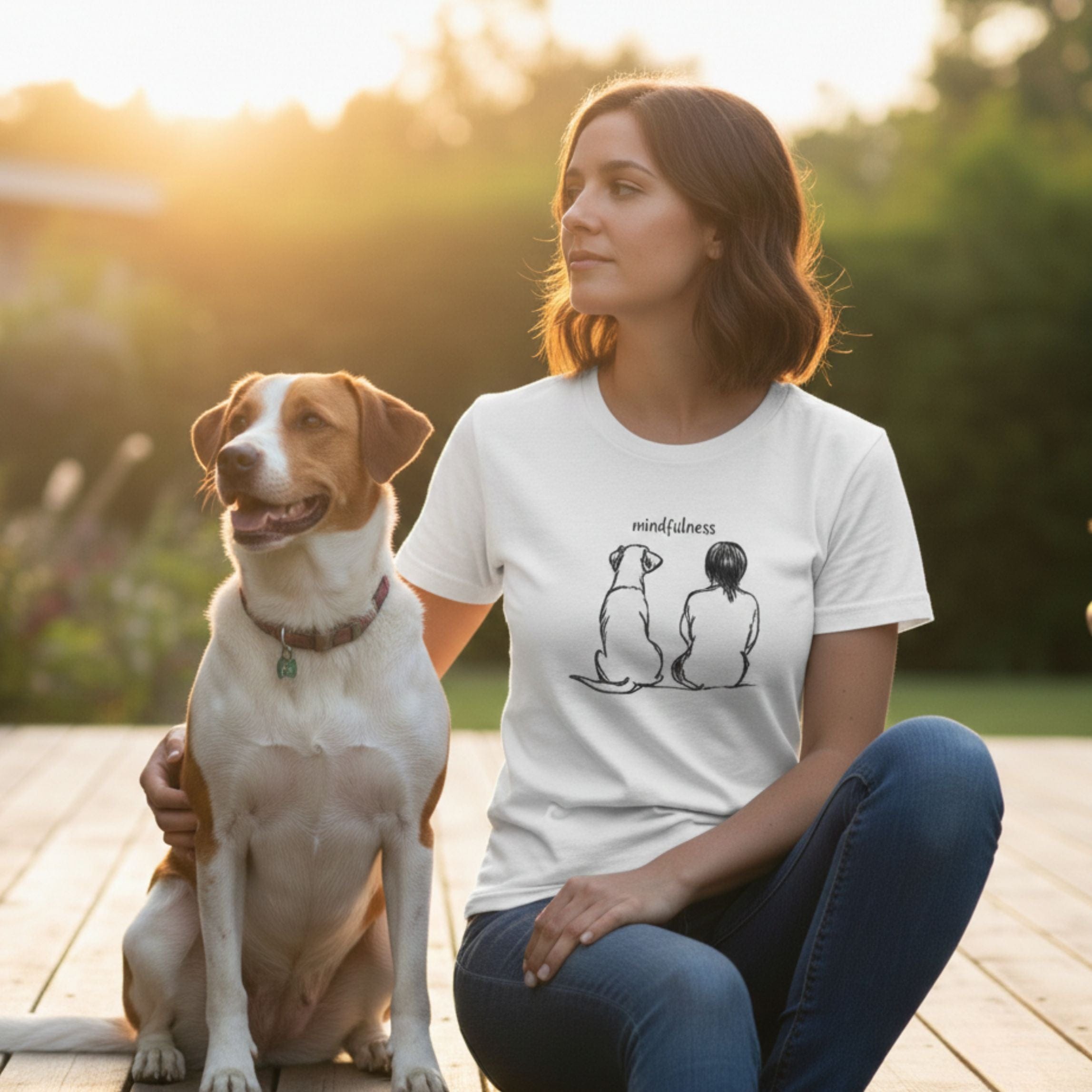 T-Shirt Mindfulness Girl with Dog T-Shirt ReallyintoDogs
