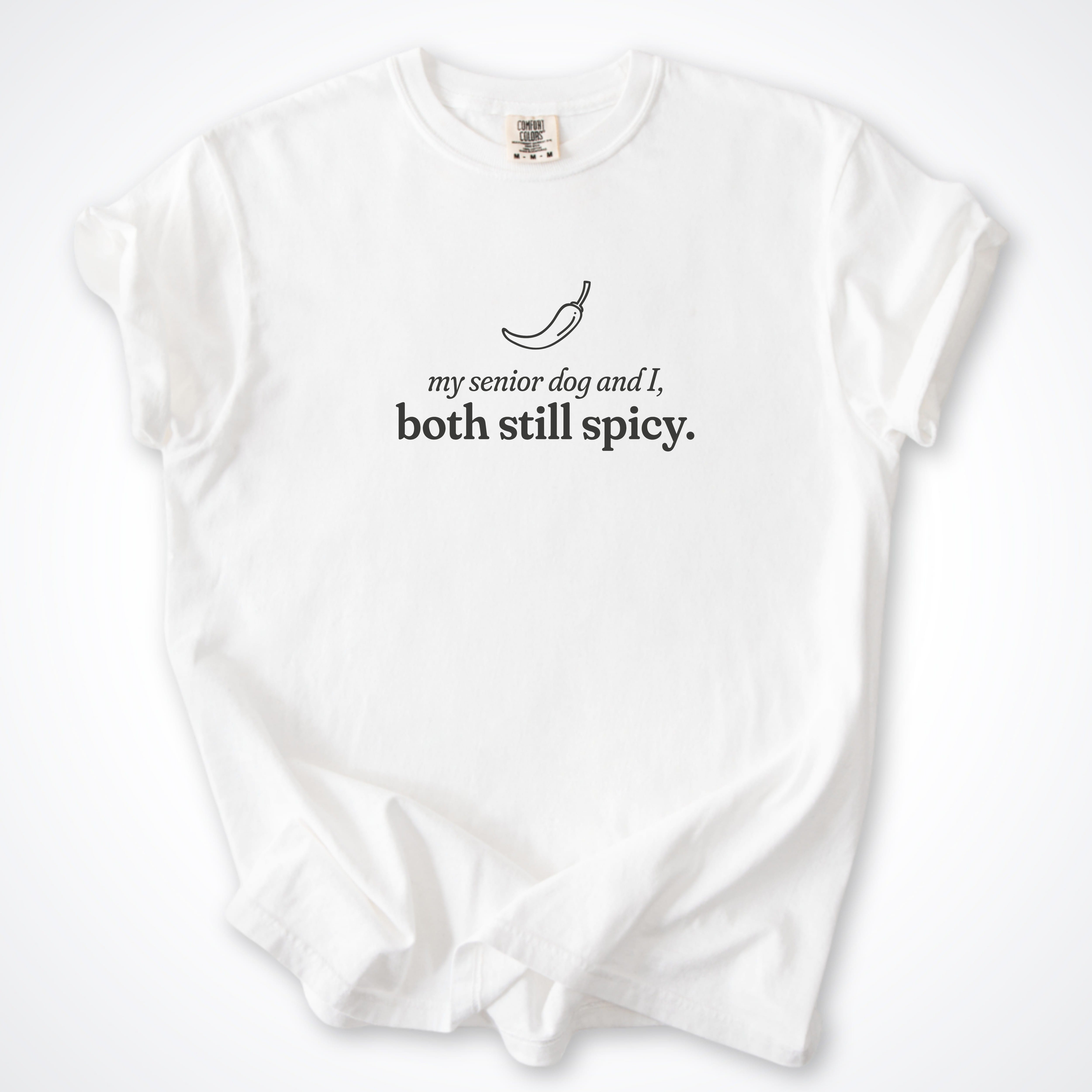 T-Shirt White / S My Senior Dog and I Both Still Spicy Comfort Colors T-Shirt ReallyintoDogs
