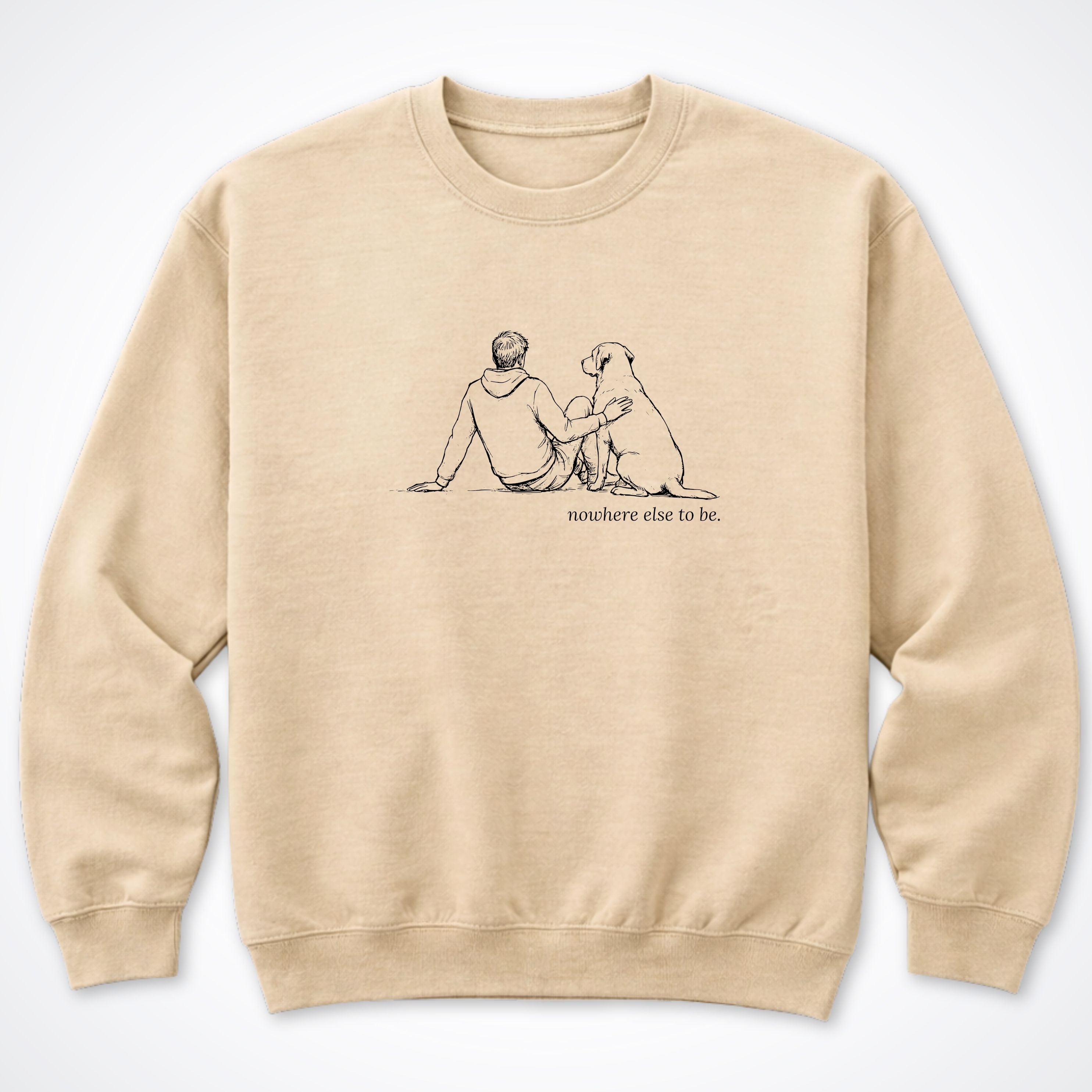 Nowhere Else To Be Man & Dog Crewneck Sweatshirt - Sand