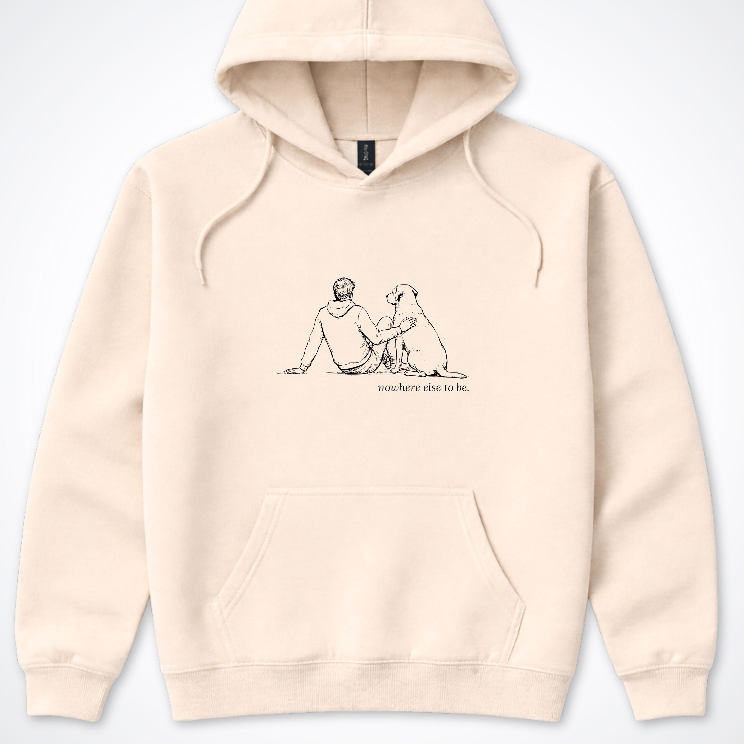Nowhere Else To Be Man & Dog Hooded Sweatshirt - Sand