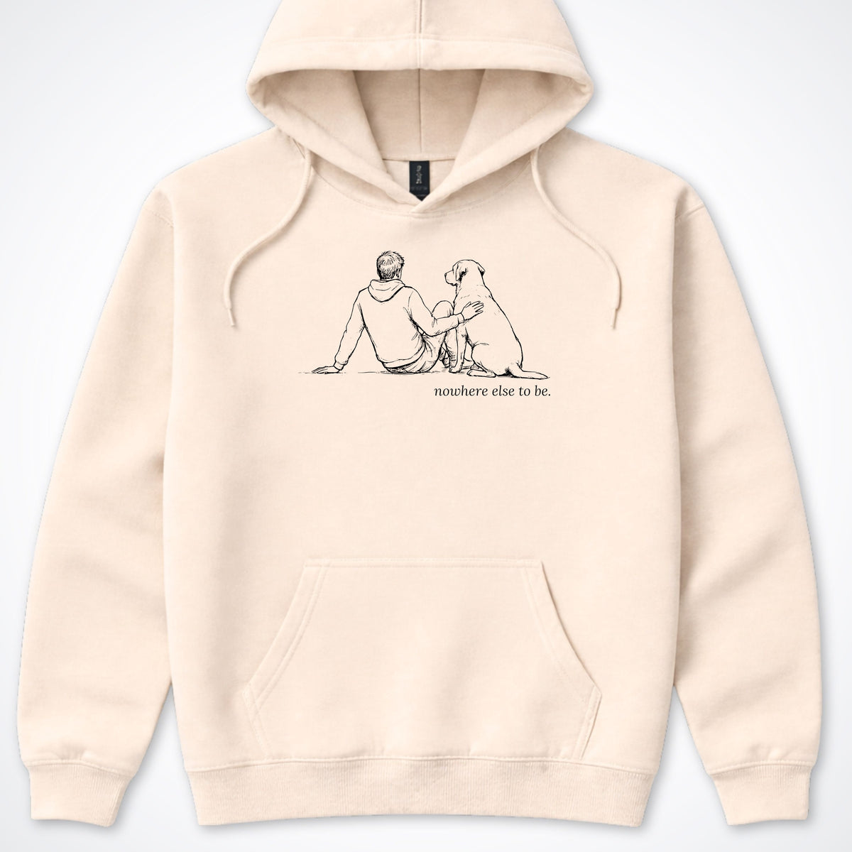 Nowhere Else To Be Man & Dog Hooded Sweatshirt - Sand