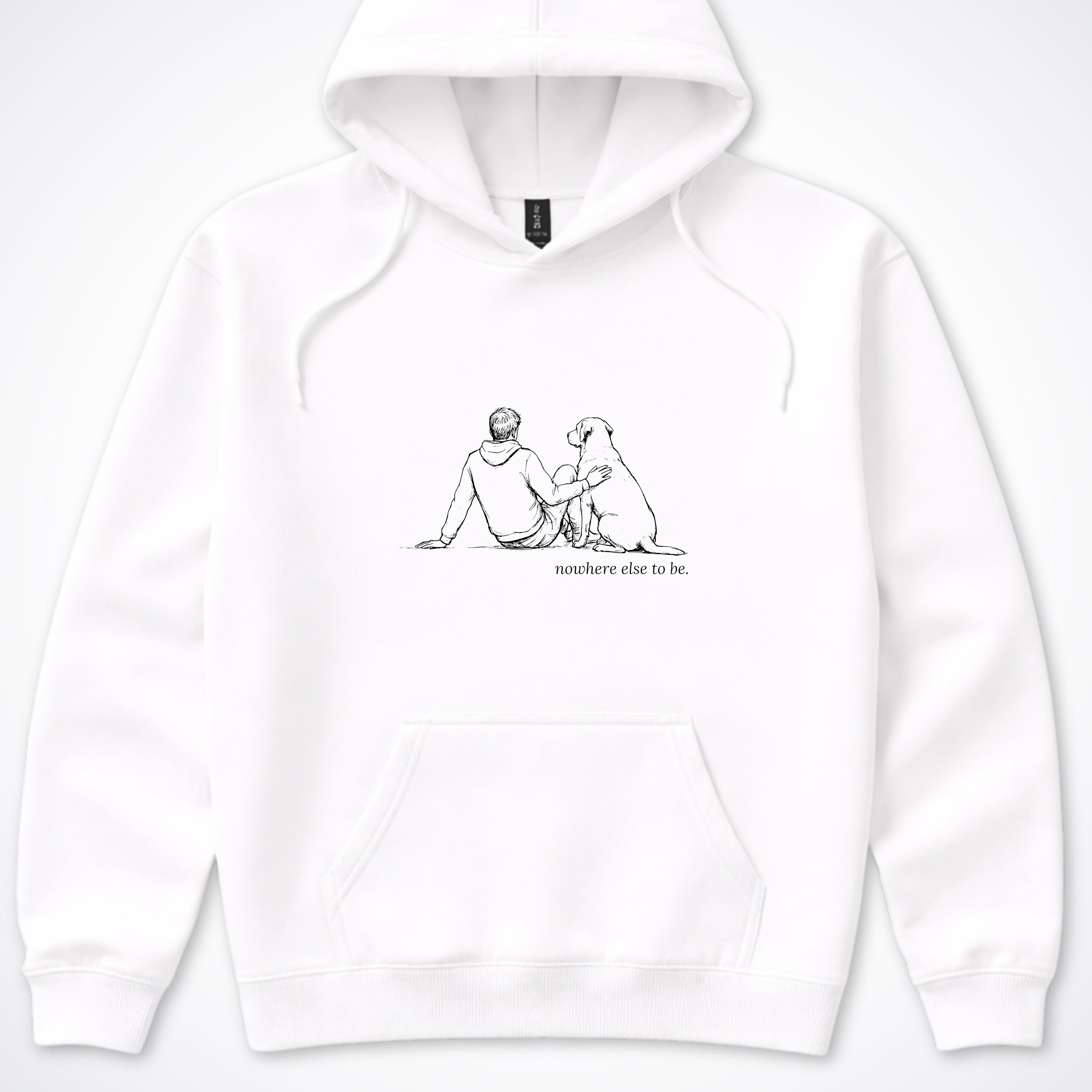 Nowhere Else To Be Man & Dog Hooded Sweatshirt - White