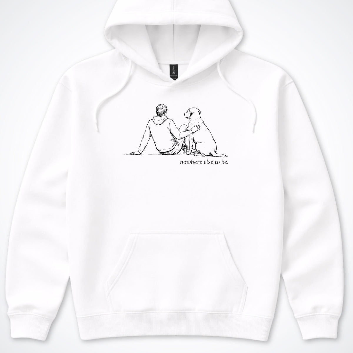 Nowhere Else To Be Man & Dog Hooded Sweatshirt - White