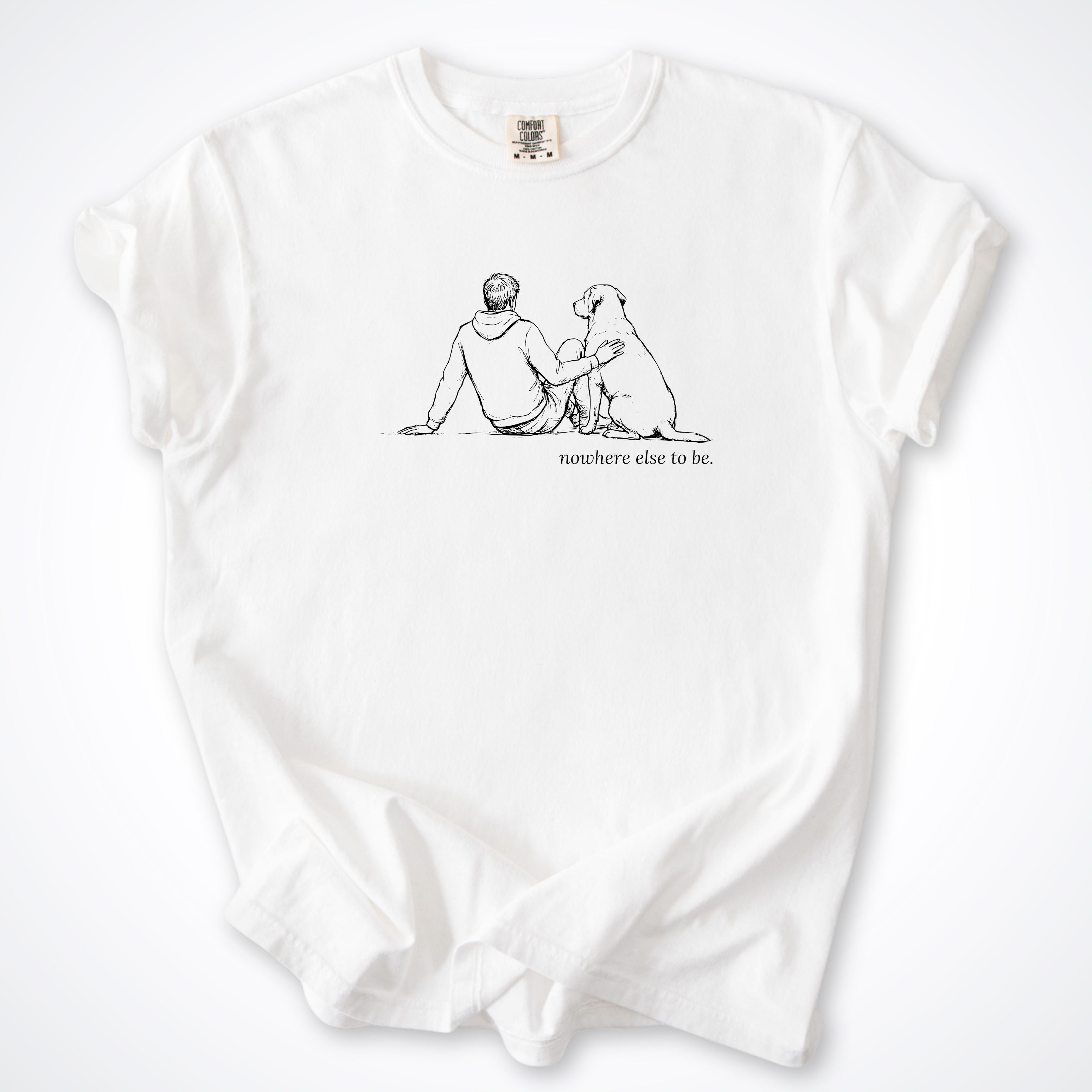 Nowhere Else To Be Man & Dog Premium T-Shirt - White