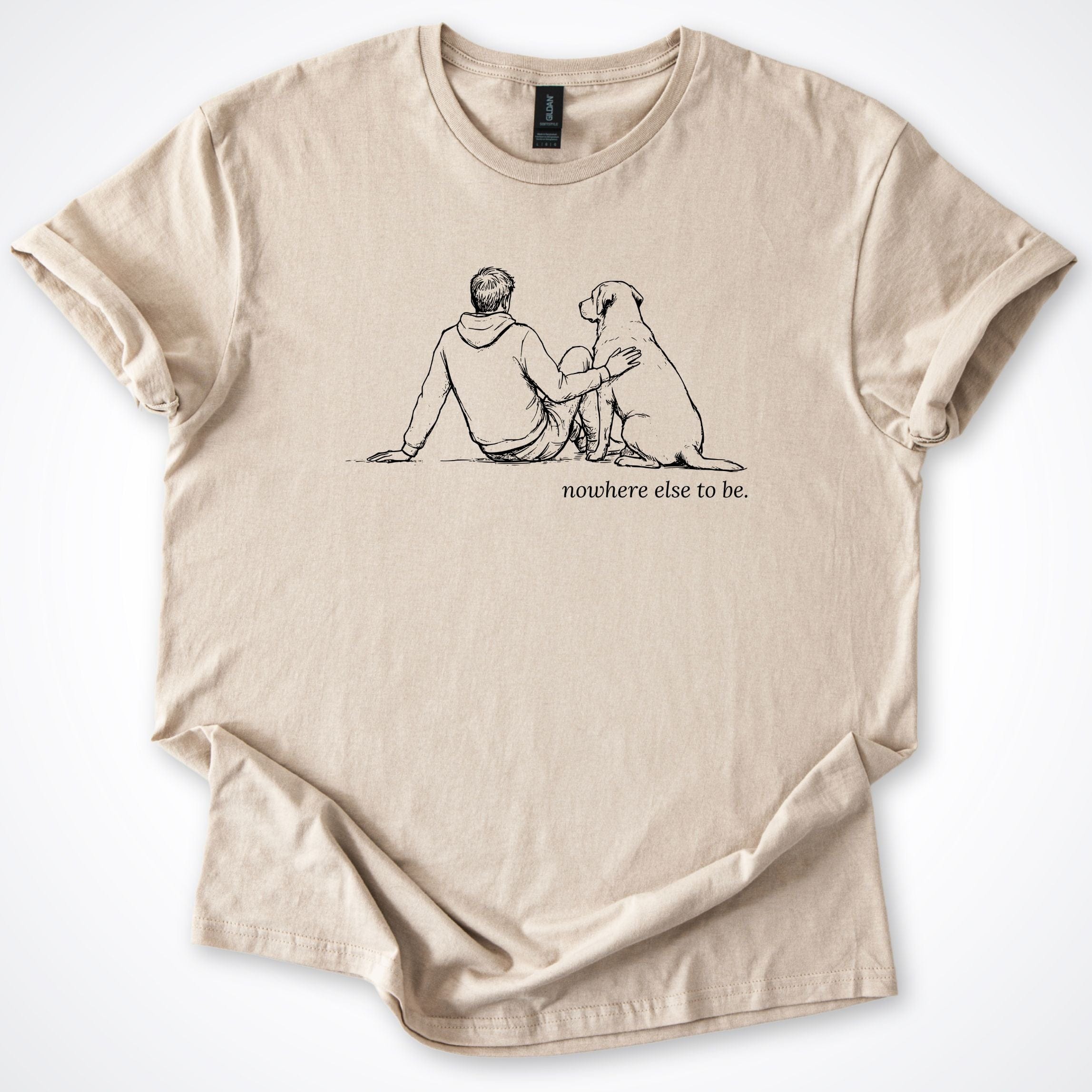 T-Shirt Sand / S Nowhere Else To Be Man & Dog T-Shirt ReallyintoDogs