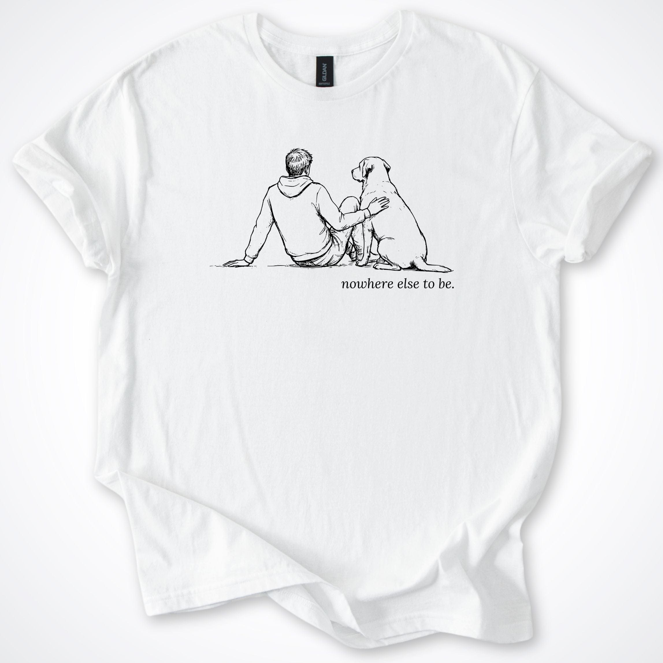 T-Shirt White / S Nowhere Else To Be Man & Dog T-Shirt ReallyintoDogs