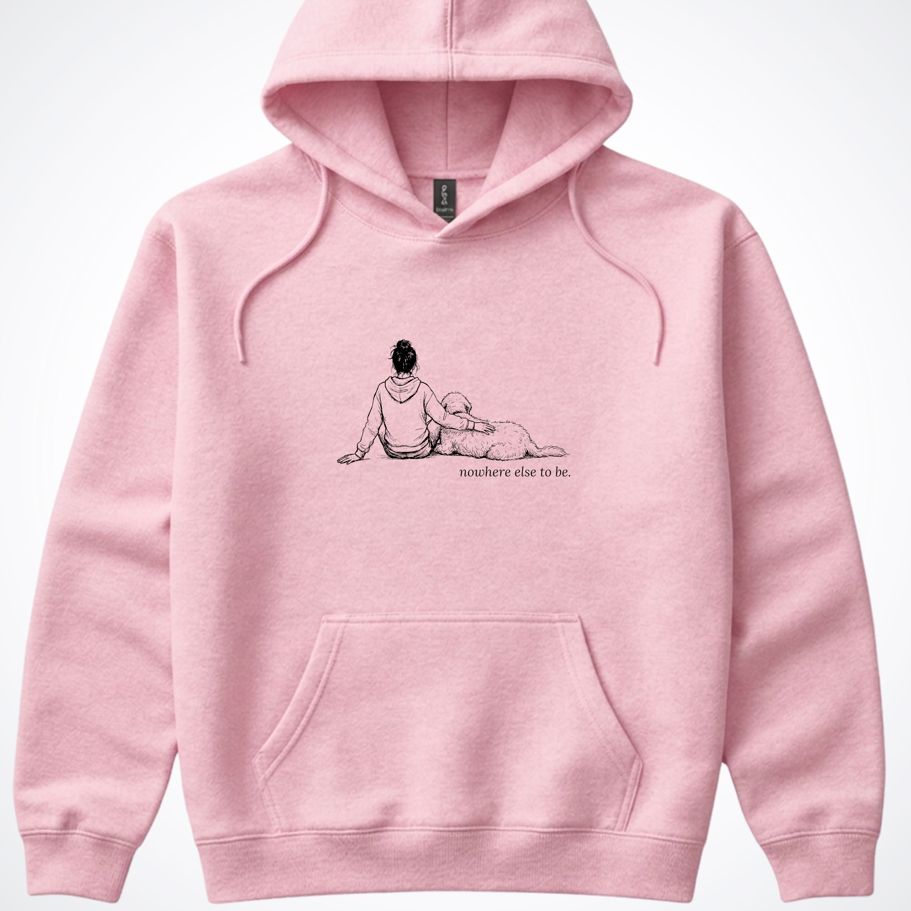Nowhere Else To Be Woman & Dog Hooded Sweatshirt - Light Pink