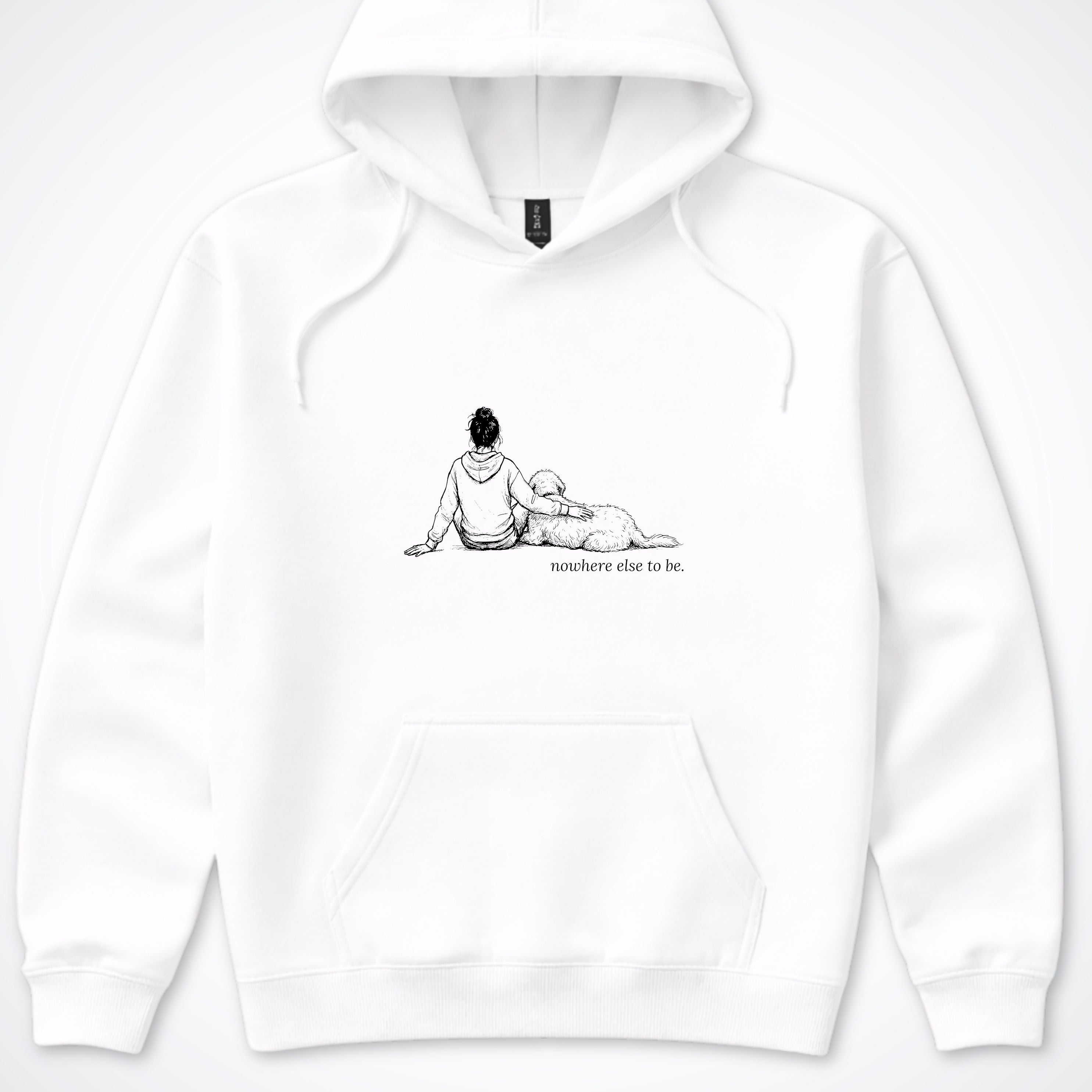 Nowhere Else To Be Woman & Dog Hooded Sweatshirt - White