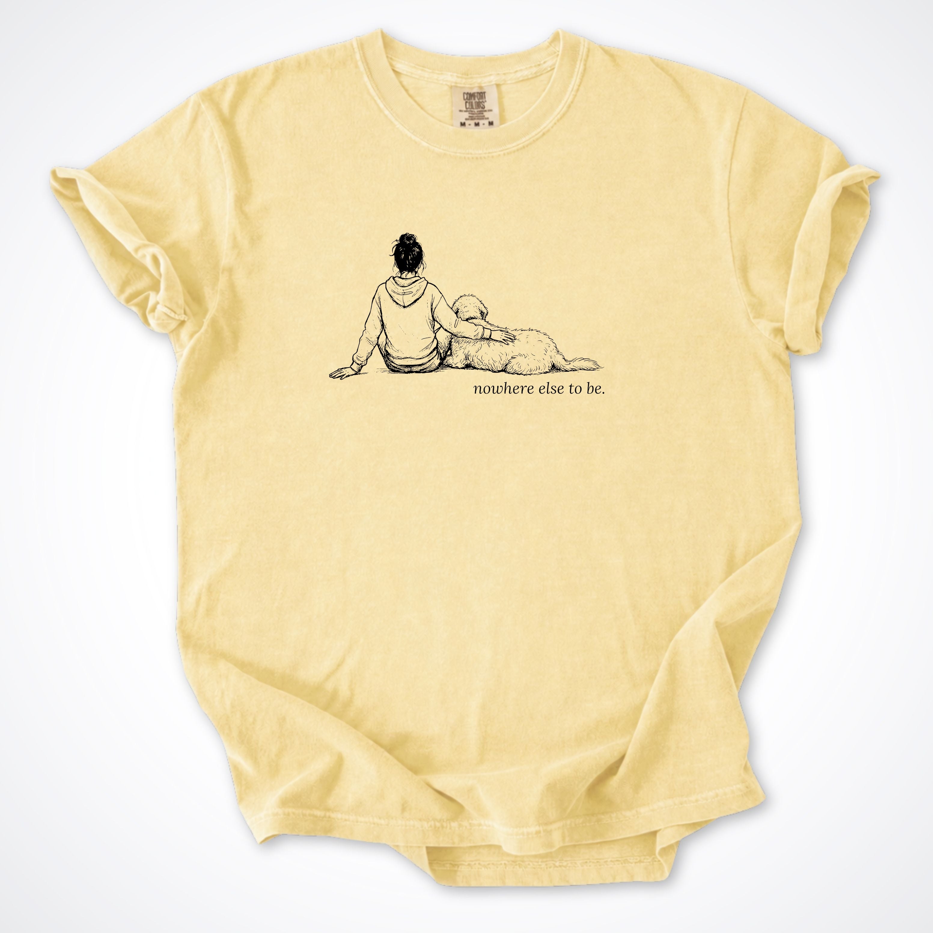 Nowhere Else To Be Woman & Dog Premium T-Shirt - Butter