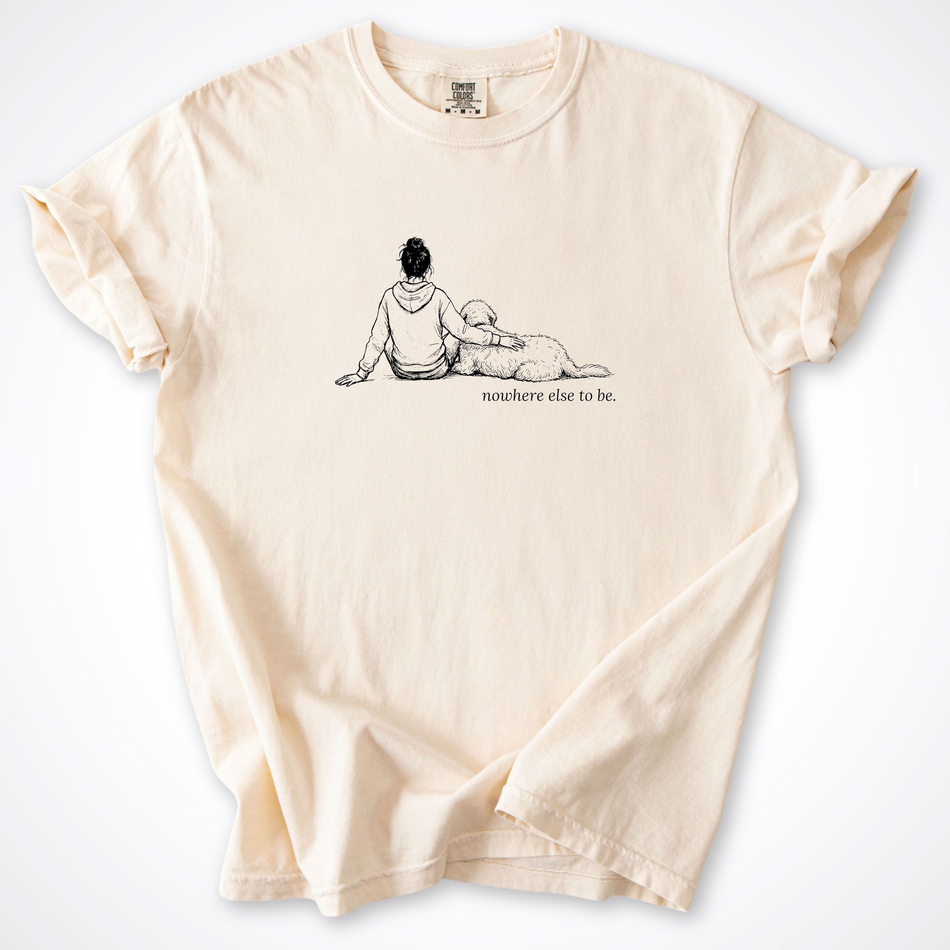 Nowhere Else To Be Woman & Dog Premium T-Shirt - Ivory