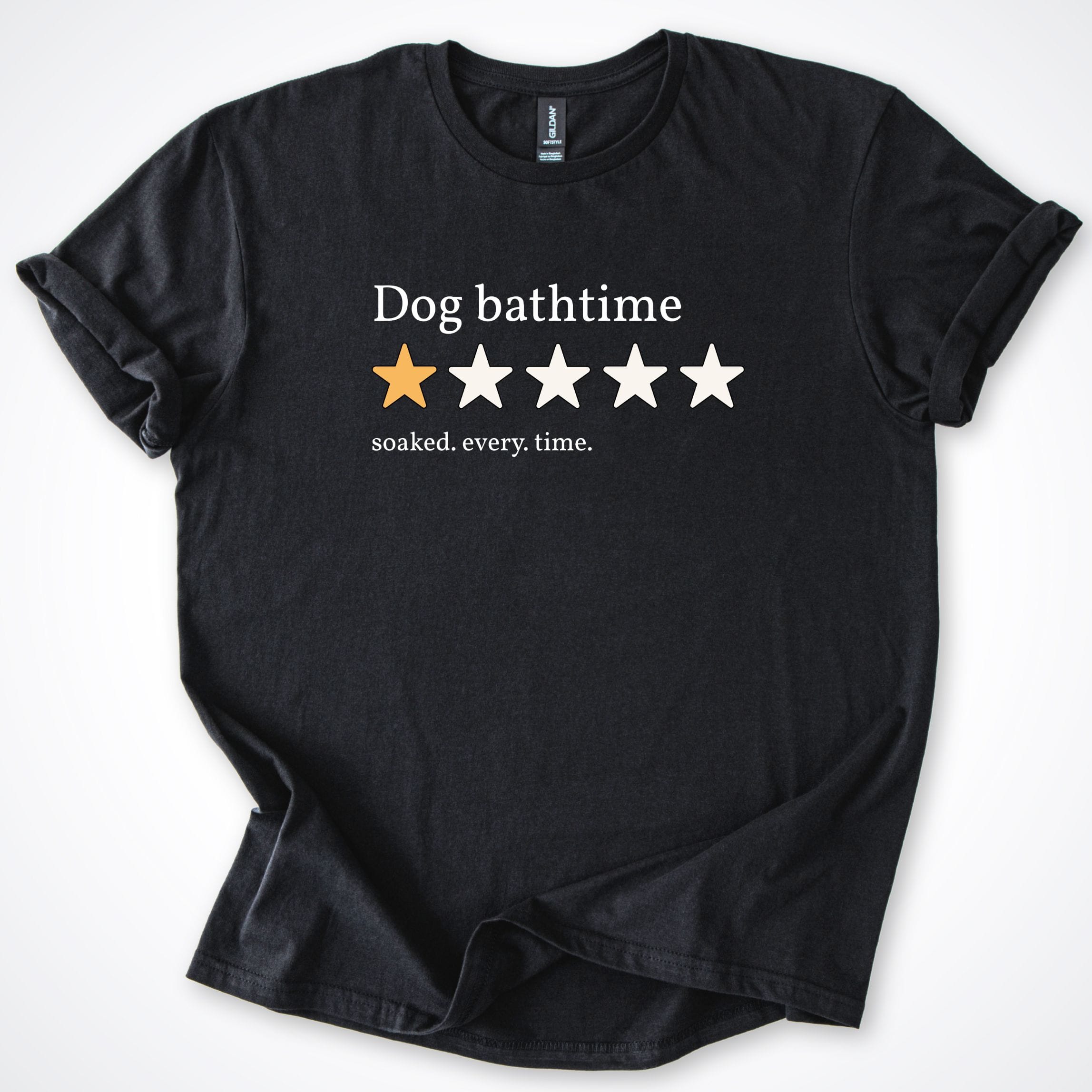 T-Shirt Black / S One Star Review Dog Bathtime T-Shirt ReallyintoDogs